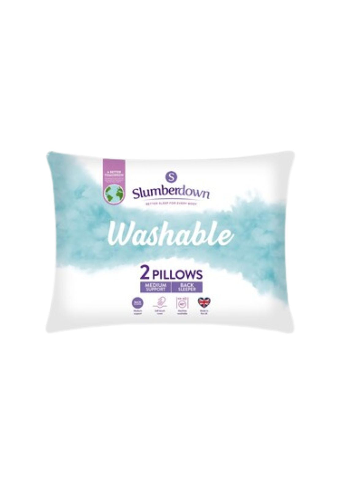 Slumberdown Washable Pillow Pair - White 1 Shaws Department Stores