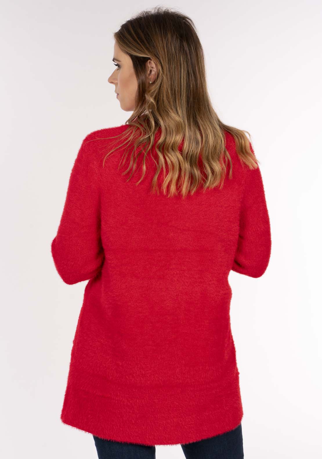 Naoise Sparkle Feather Cardi - Red Sparkle 4 Shaws Department Stores
