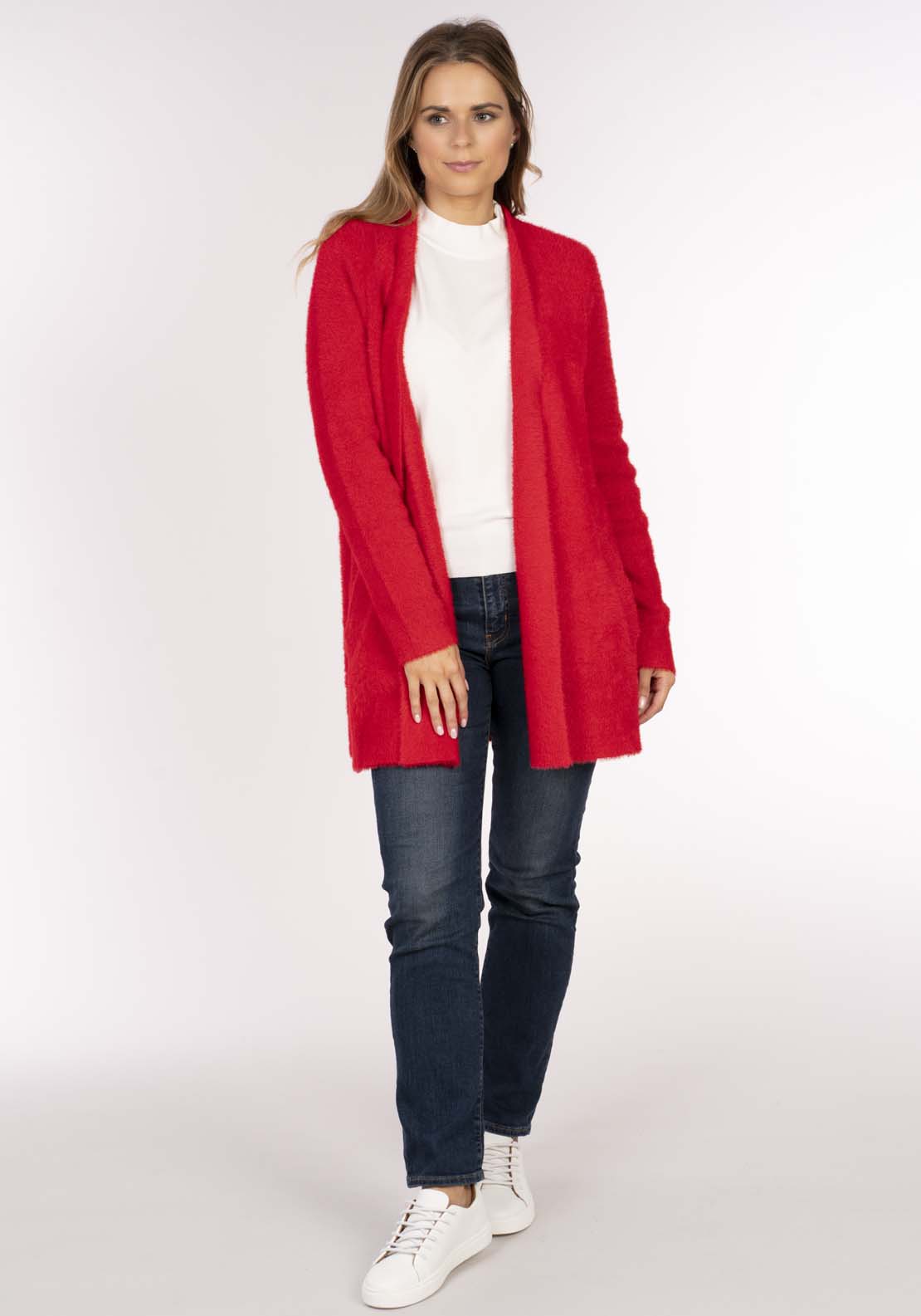 Naoise Sparkle Feather Cardi - Red Sparkle 2 Shaws Department Stores