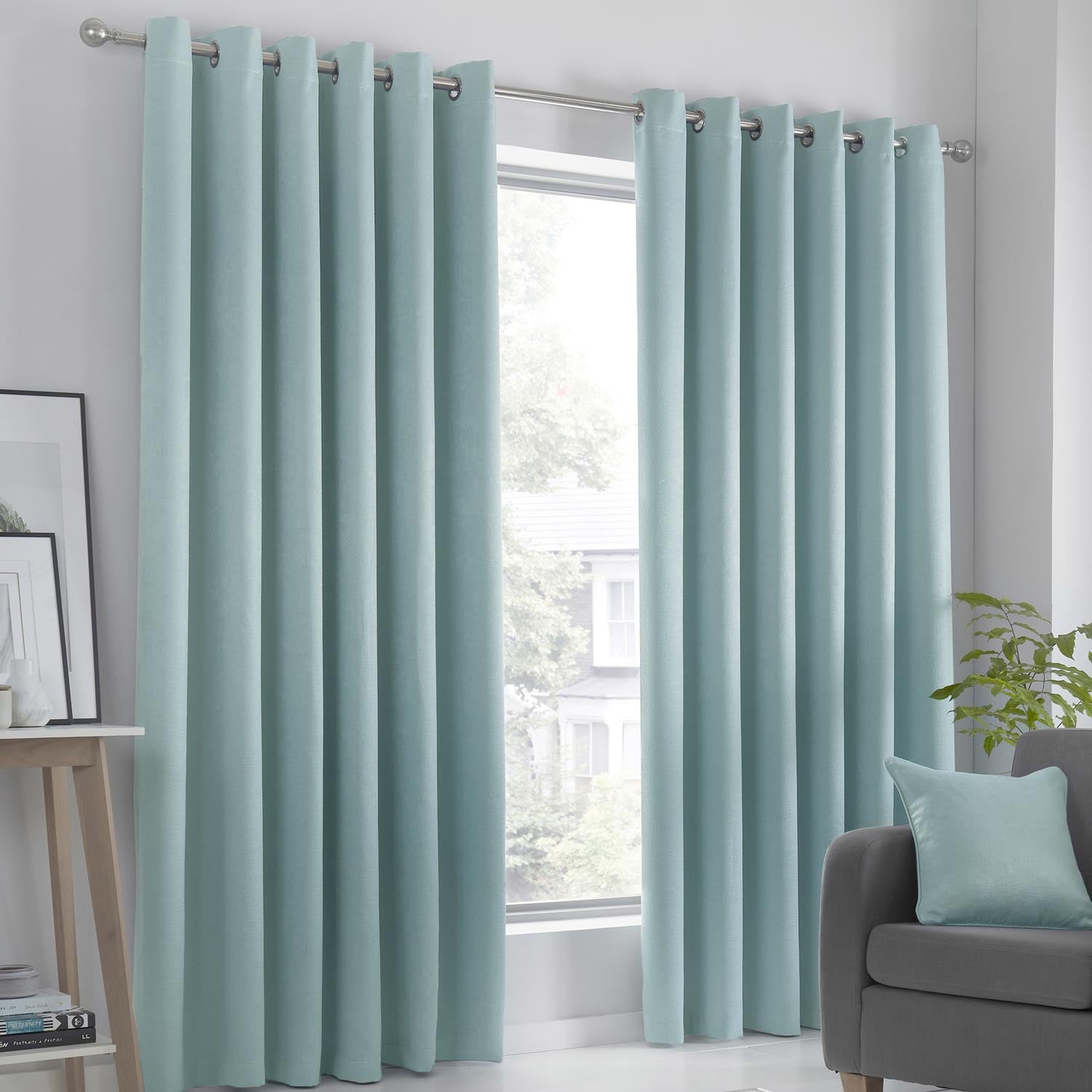 The Home Collection Luna Luna Dim Out Eyelet Curtains - Duckegg 1 Shaws Department Stores
