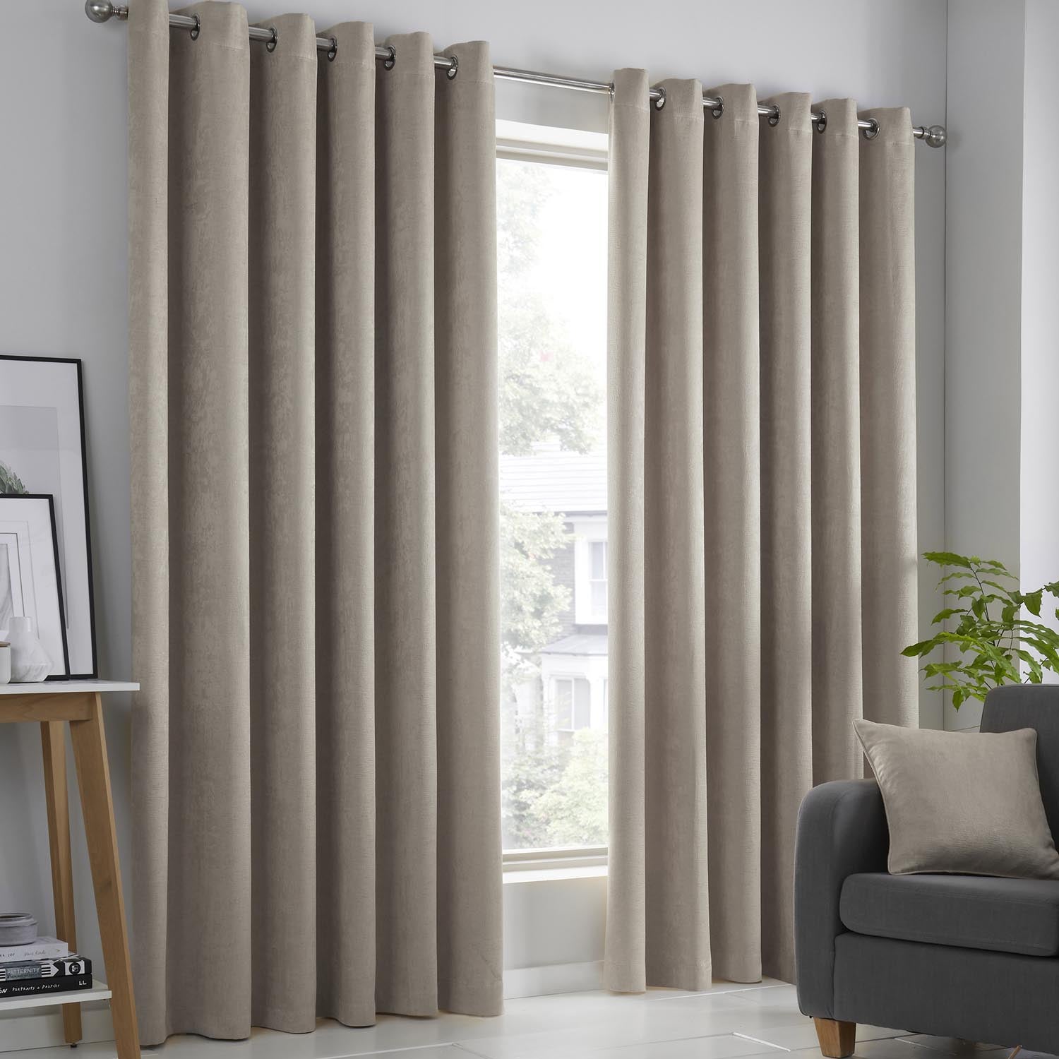 Home Collection Luna Luna Dim Out Eyelet Curtains - Natural 1 Shaws Department Stores