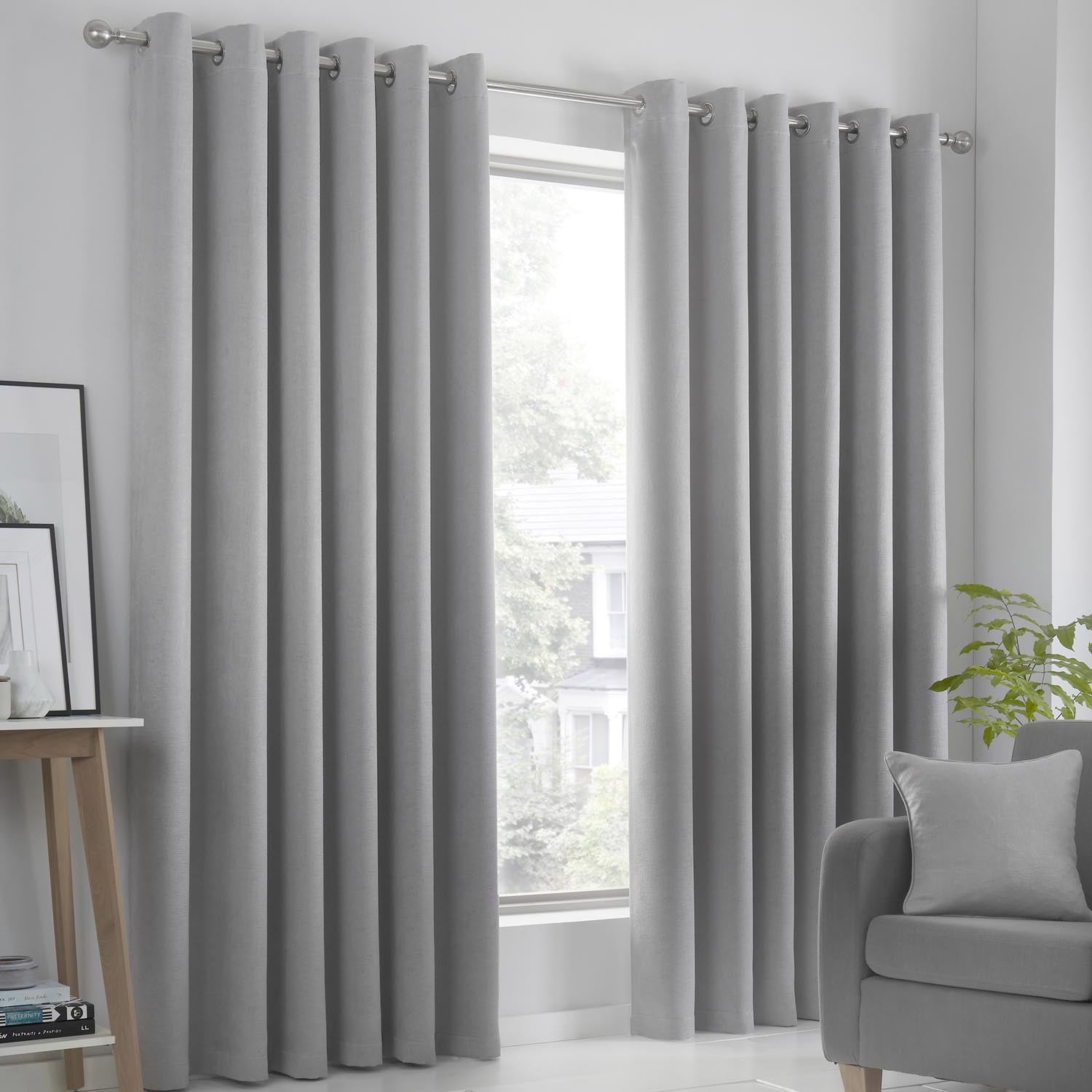 Home Collection Luna Luna Dim Out Eyelet Curtains - Silver 1 Shaws Department Stores