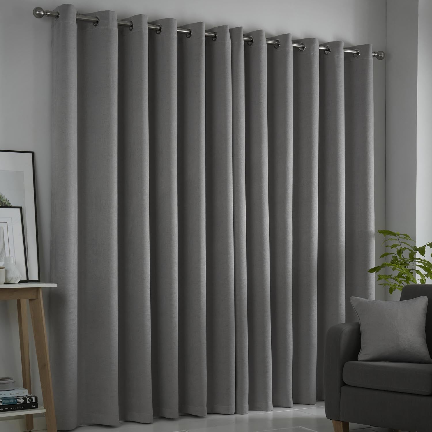 Home Collection Luna Luna Dim Out Eyelet Curtains - Silver 2 Shaws Department Stores