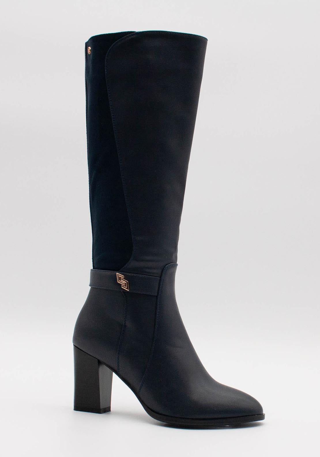 Zanni & Co Knee High Heeled Boot Suede - Cobalt 1 Shaws Department Stores