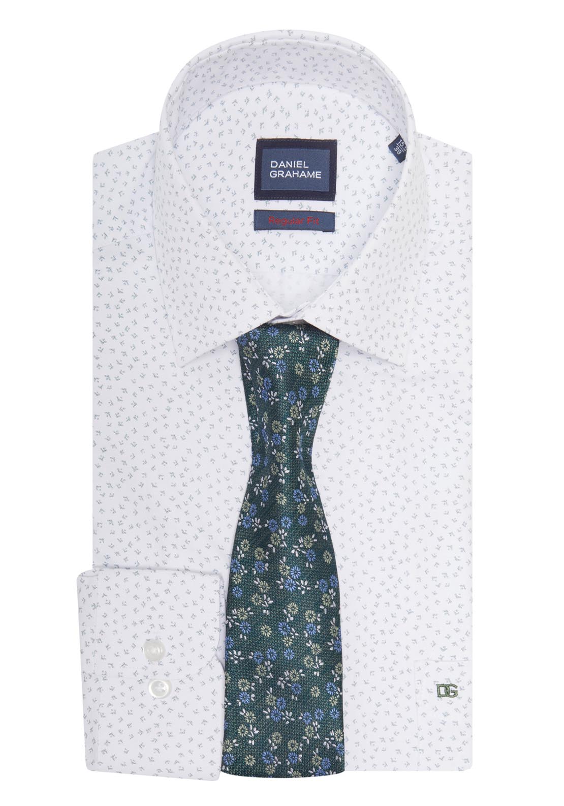 Daniel Grahame Boxed Shirt and Tie Set - Green 13 1 Shaws Department Stores