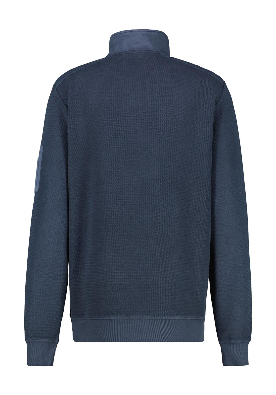 Lerros 1/4 Zip Garment Dyed Sweatshirt - Navy 2 Shaws Department Stores
