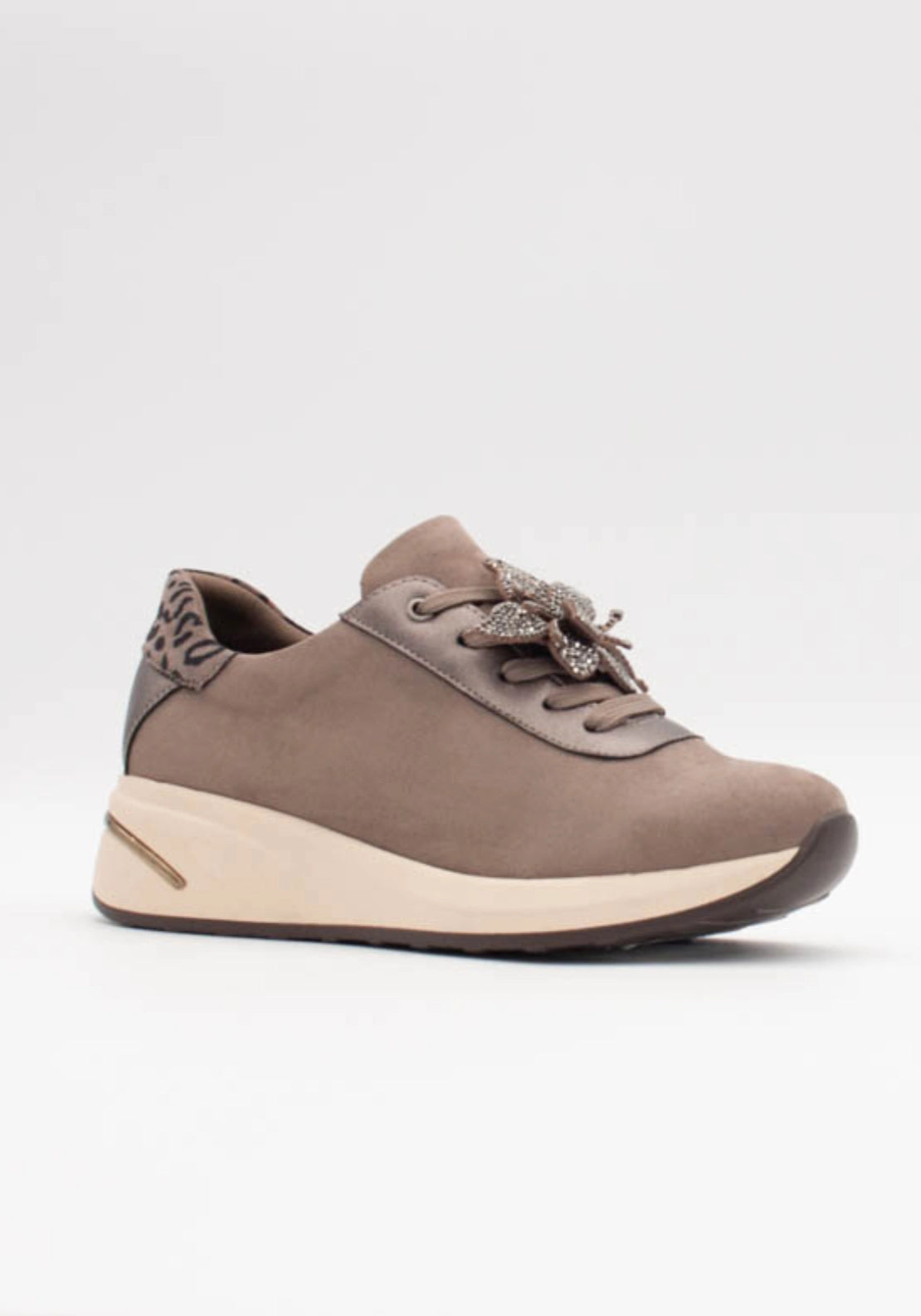 Wedge Diamante Flower Shoe - Graphite Luxe
