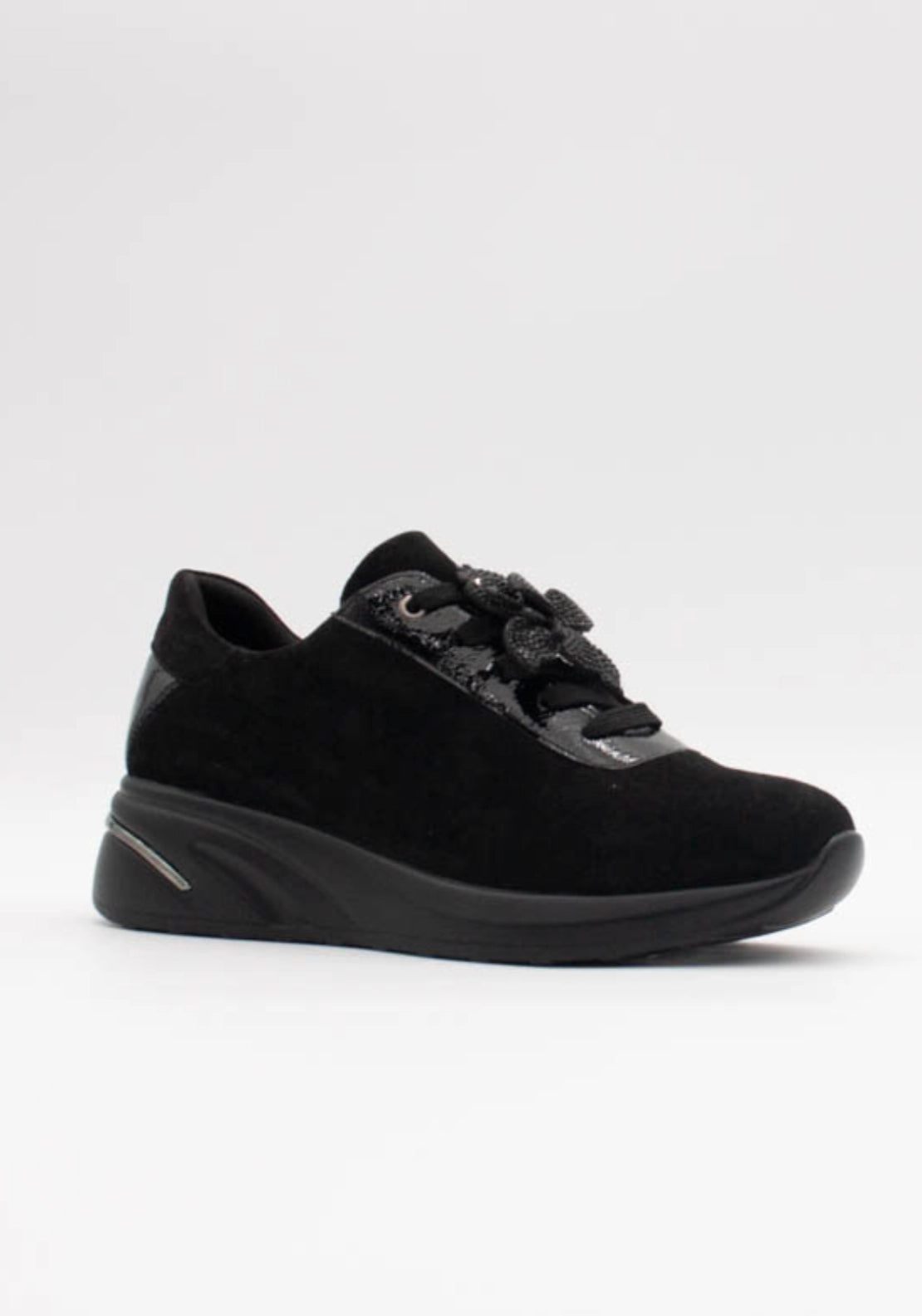 Wedge Diamante Flower Shoe - Ink