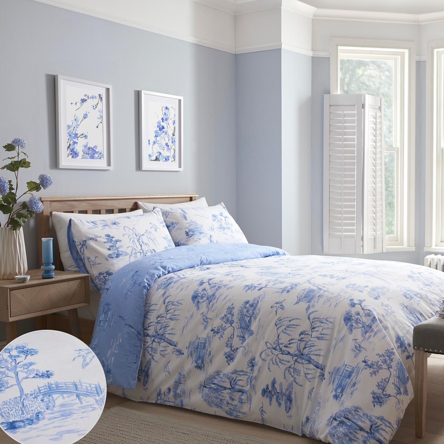 Branch Toile Blue Duvet Cover Bonus Set