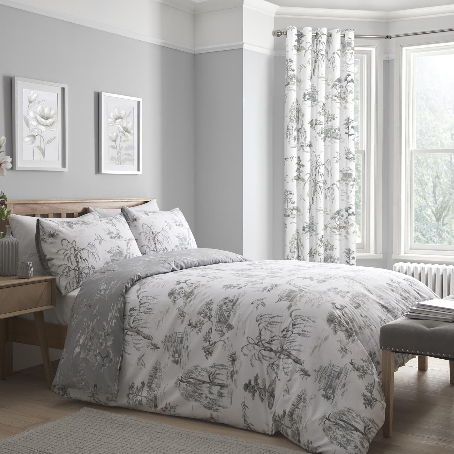 The Home Collection Toile Grey Duvet Cover Set 4 Shaws Department Stores