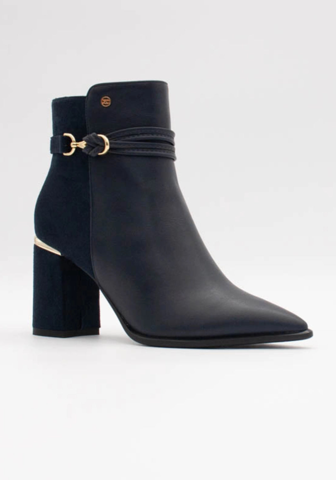 Block Heel Rope Trim Ankle Boot - Cobalt