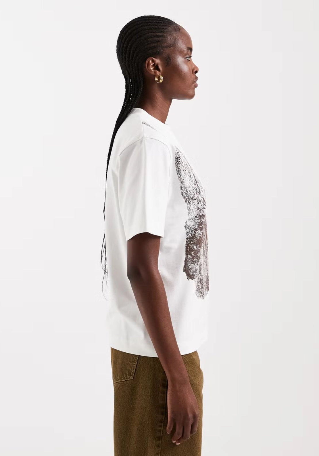 Boel Short Sleeve Graphic Lace Tee - White
