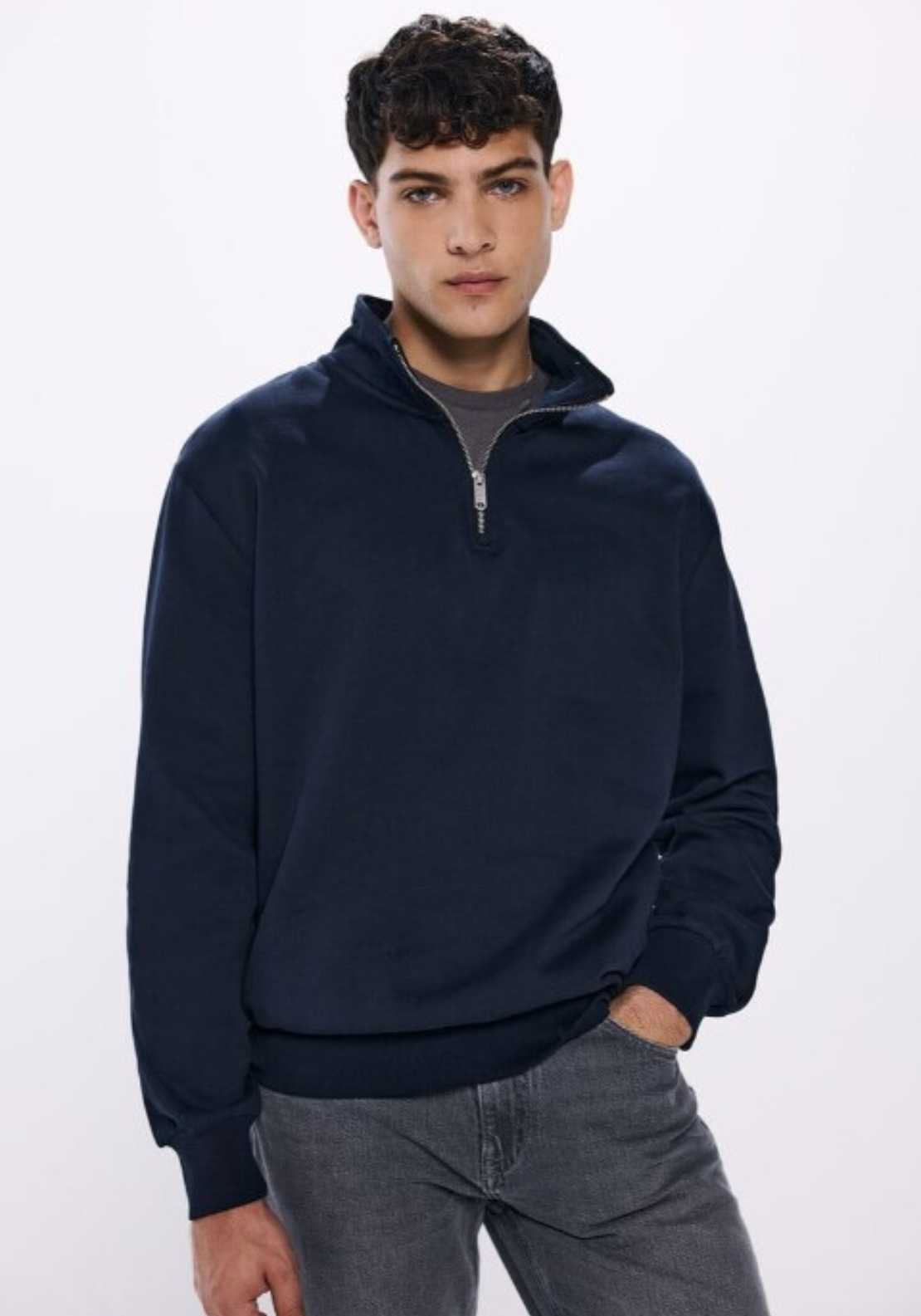 Springfield Basic Trucker Neck Sweatshirt - Blue 1 Shaws Department Stores