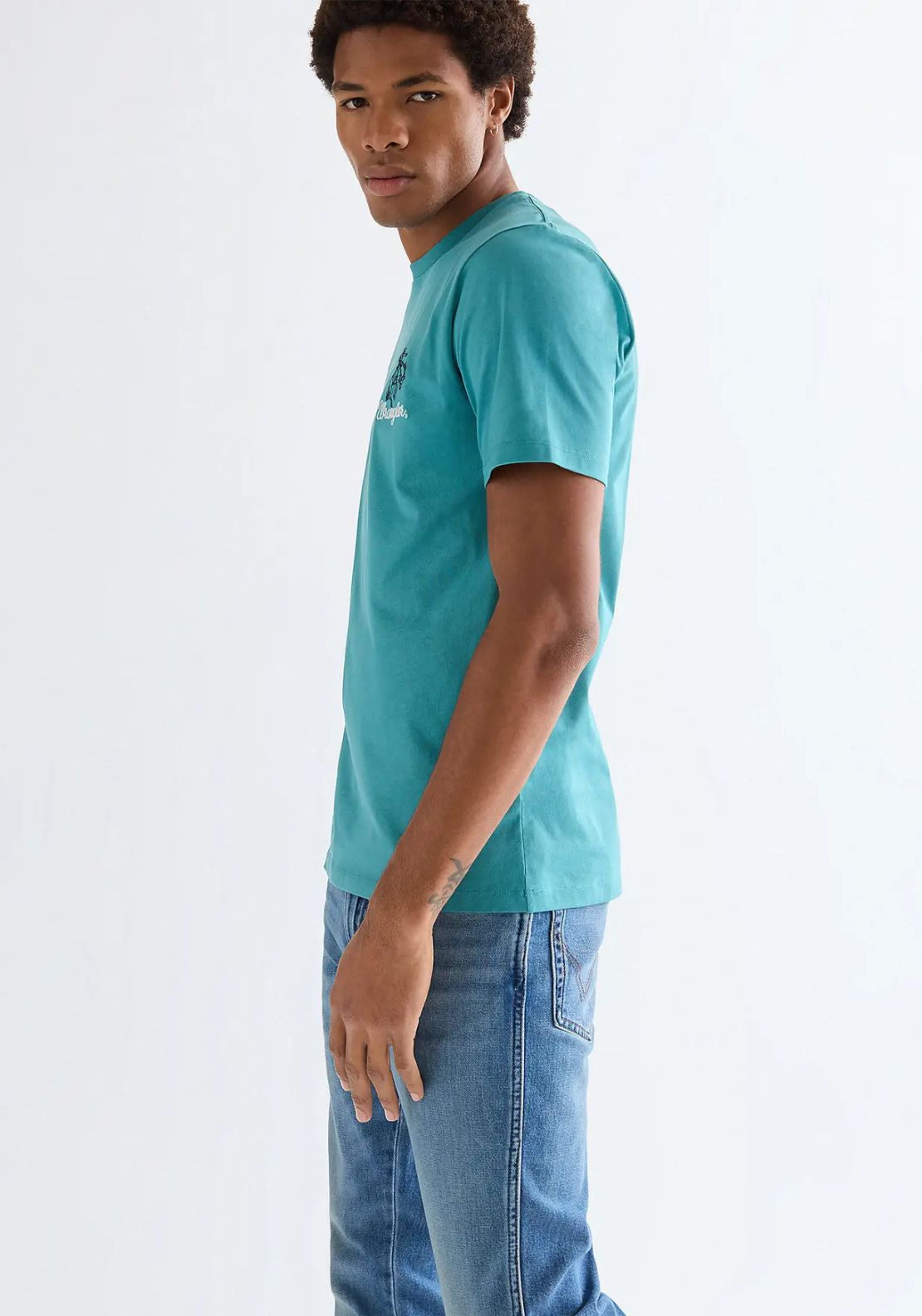 Wrangler Classic Embroidery Tee - Britney Blue 3 Shaws Department Stores