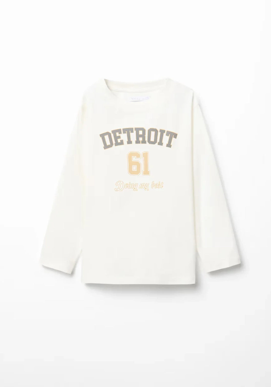 Printed Text Detail Long Sleeve T-Shirt - White
