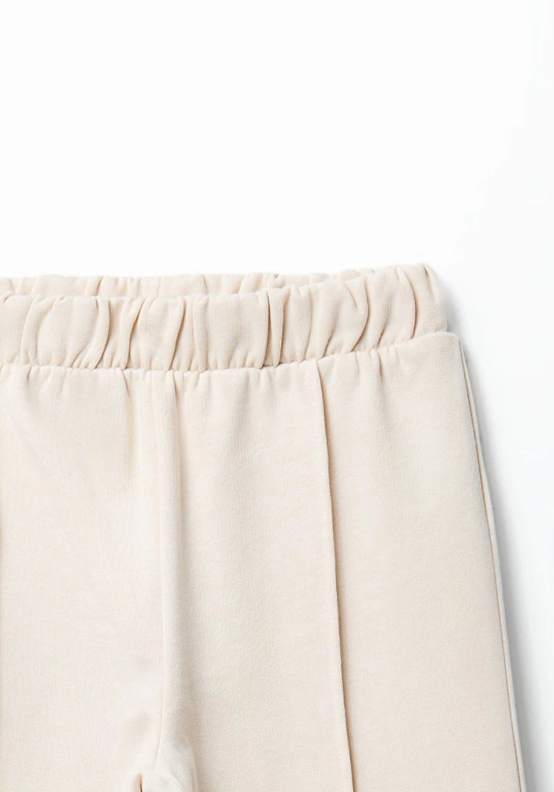 Cotton Blend Wide Leg Trousers - Cream