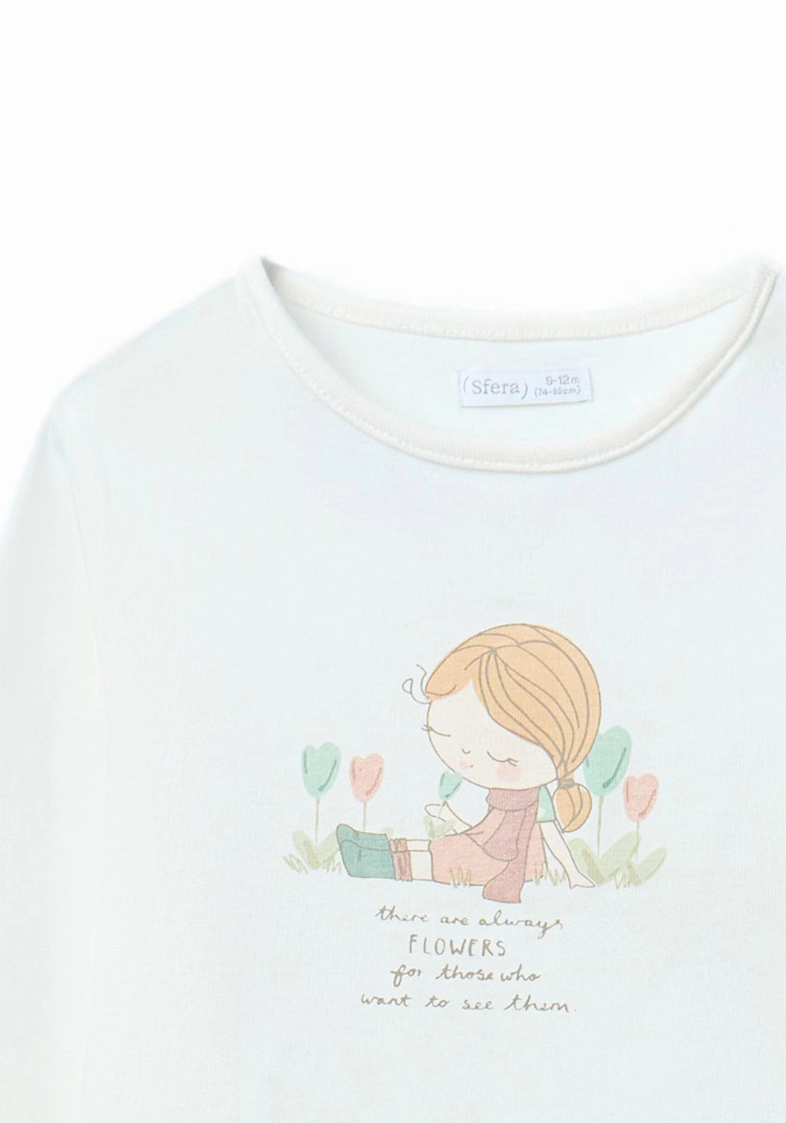 Printed Long Sleeve T-Shirt - White