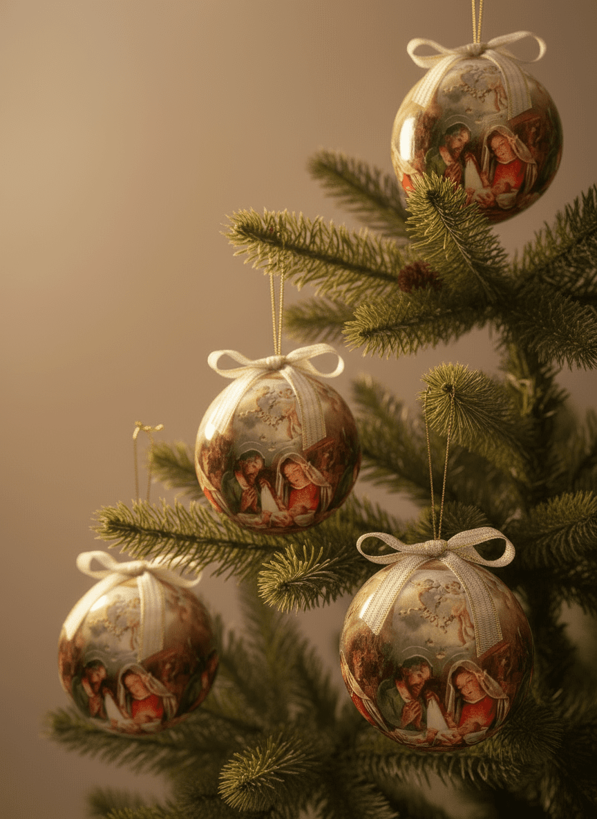 The Home Christmas Nativity Baubles Set of 4 - Multi 1 Shaws Department Stores