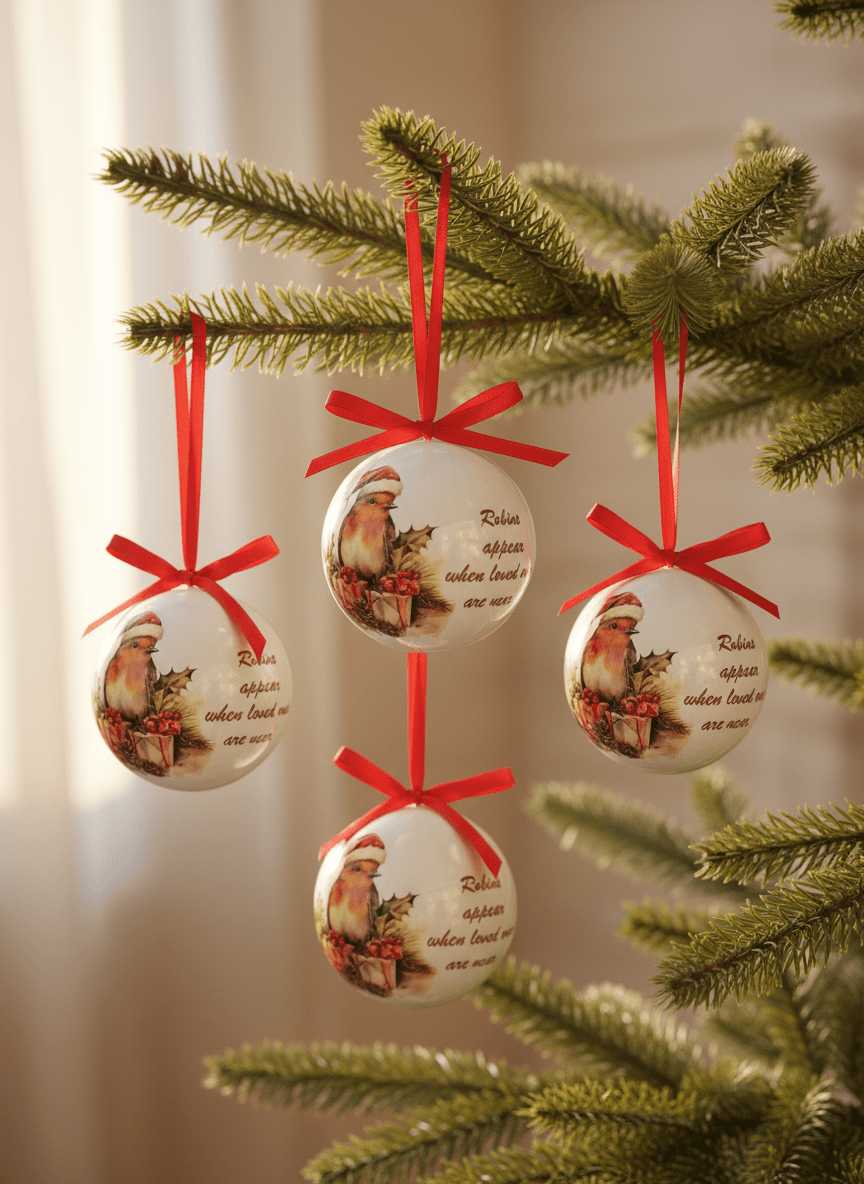 The Home Christmas Robin & Gifts Baubles Set of 4 - Multi 1 Shaws Department Stores