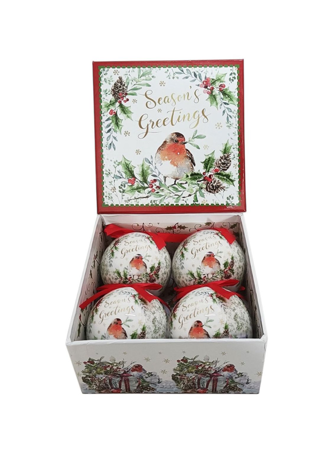 The Home Christmas Robin Baubles Set of 4 - Multi 3 Shaws Department Stores
