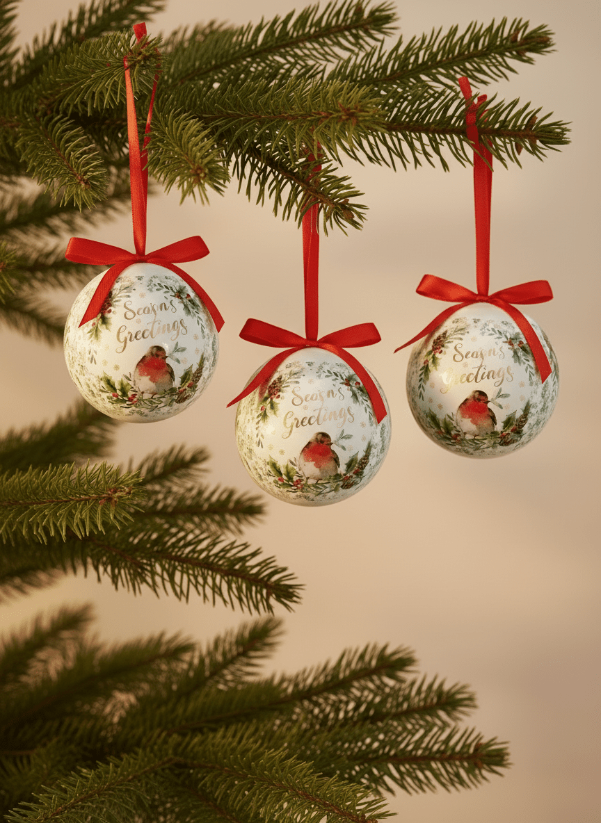 The Home Christmas Robin Baubles Set of 4 - Multi 4 Shaws Department Stores