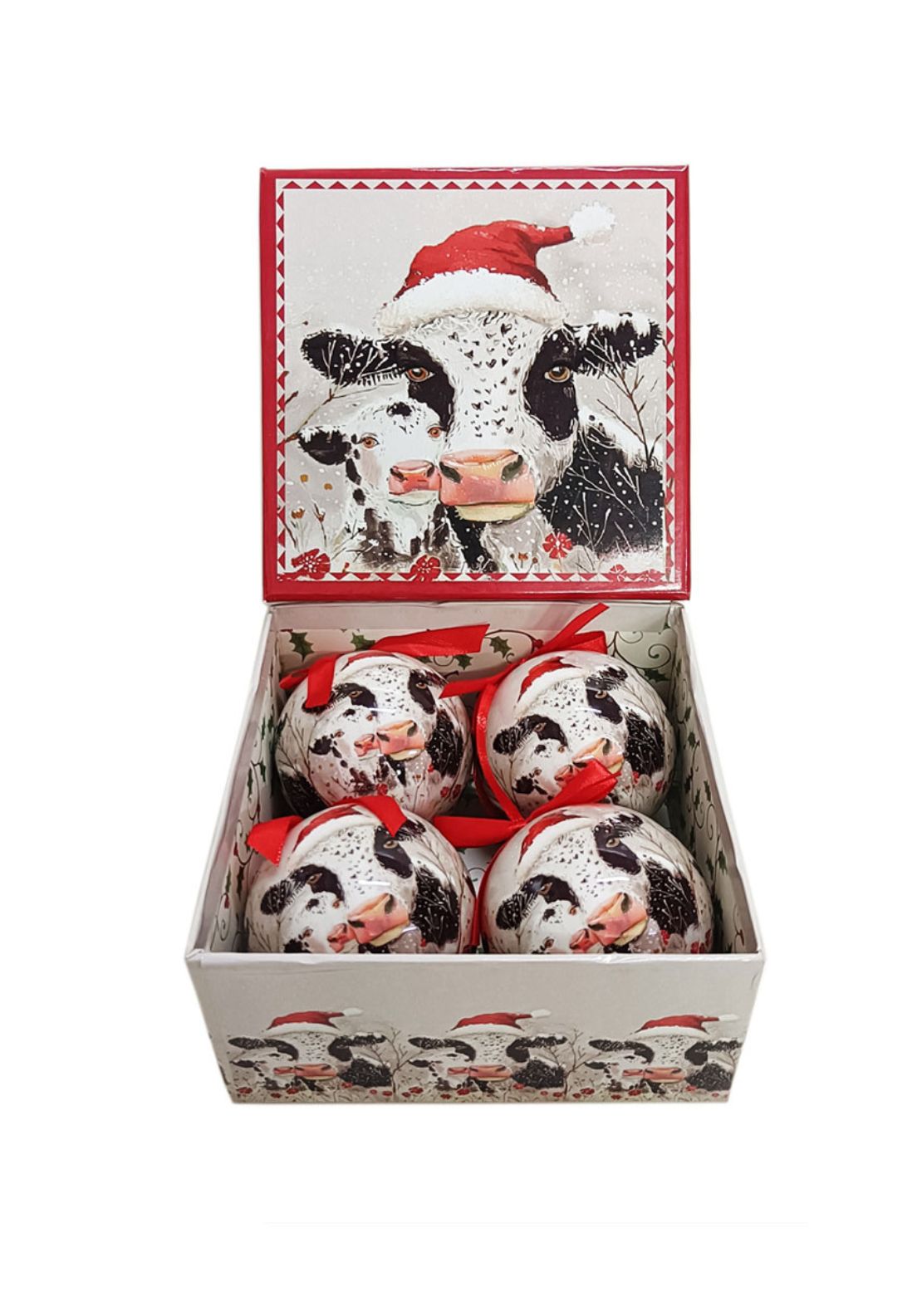 The Home Christmas Cow Baubles Set of 4 - Multi 2 Shaws Department Stores