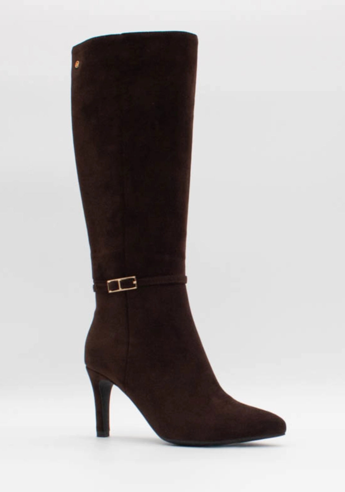 Suede Knee High Heel Boot - Choccy