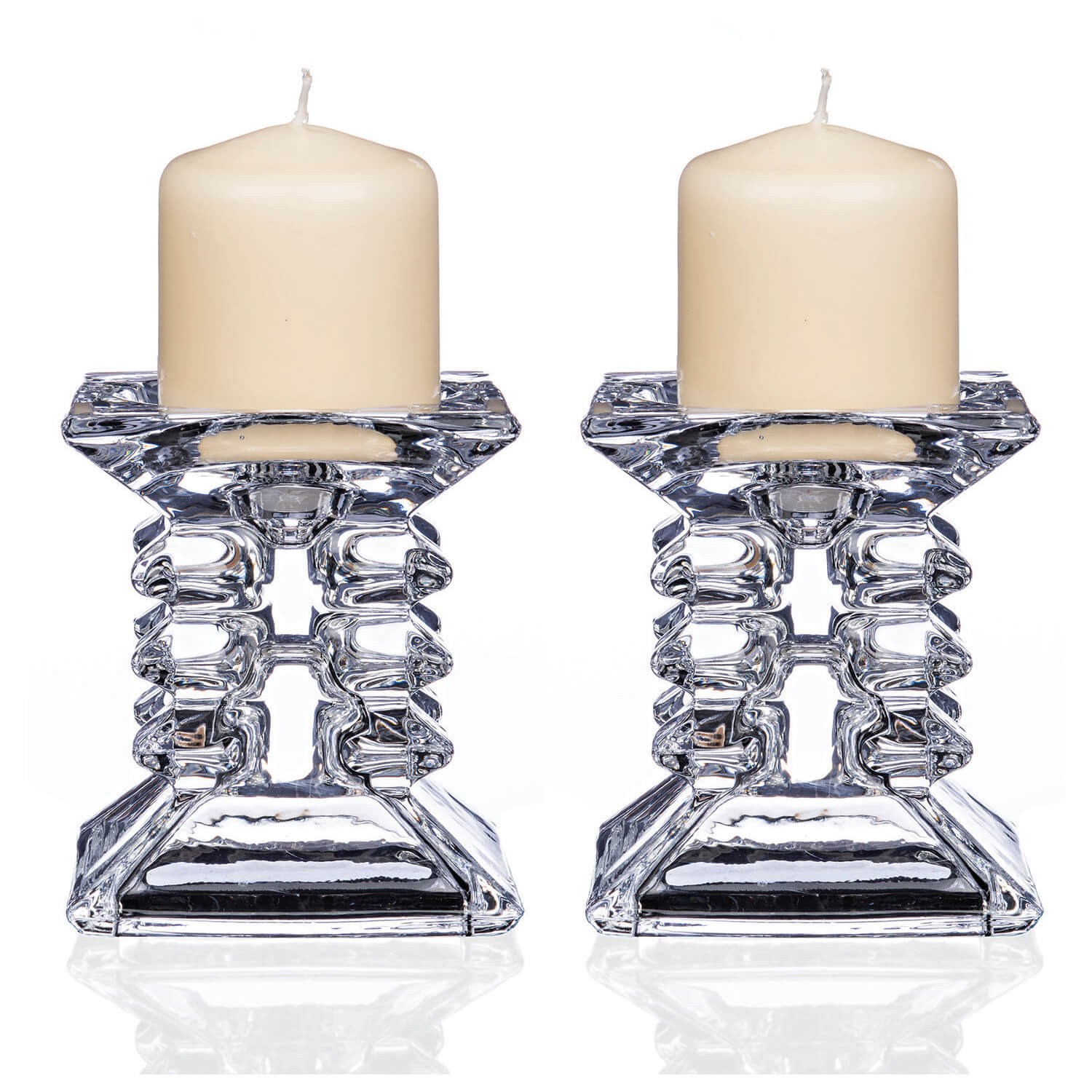 Newgrange Living Ziggy Pillar Candle Holder Pair - 8.5cm 1 Shaws Department Stores