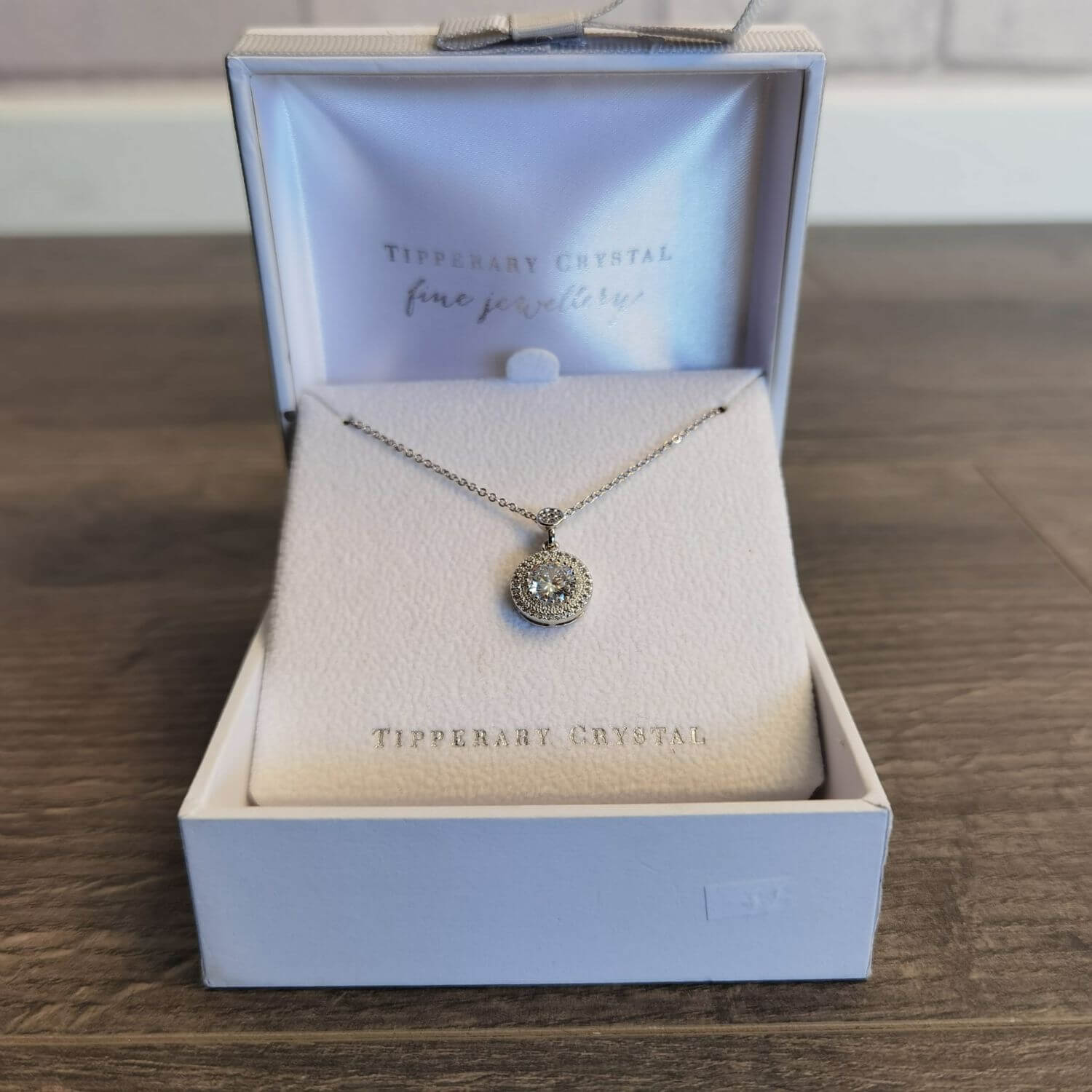 Tipperary Jewellery Round Pendant with Pavé Surround - Silver 2 Shaws Department Stores