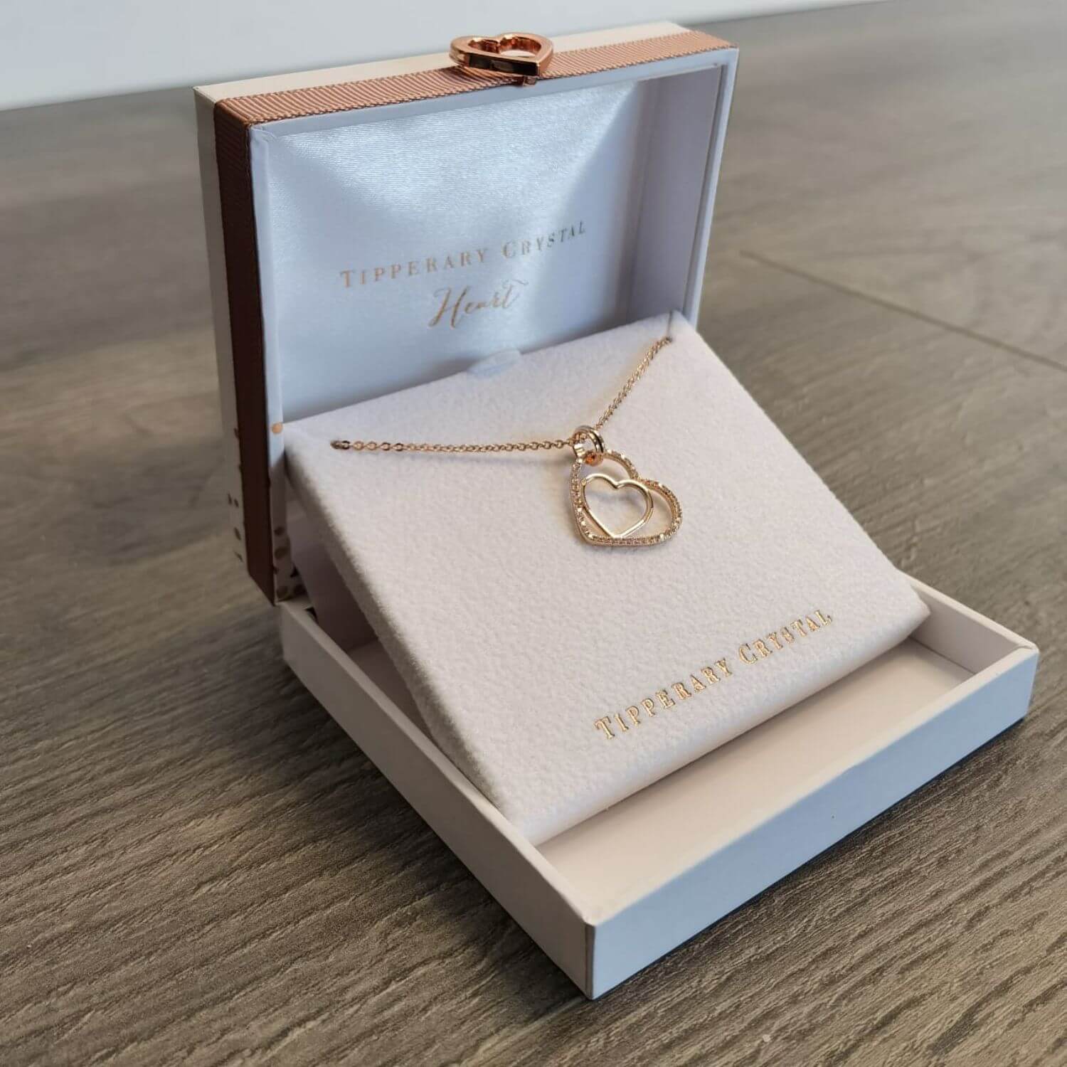 Tipperary Jewellery Floating Heart Pendant - Rose Gold 3 Shaws Department Stores