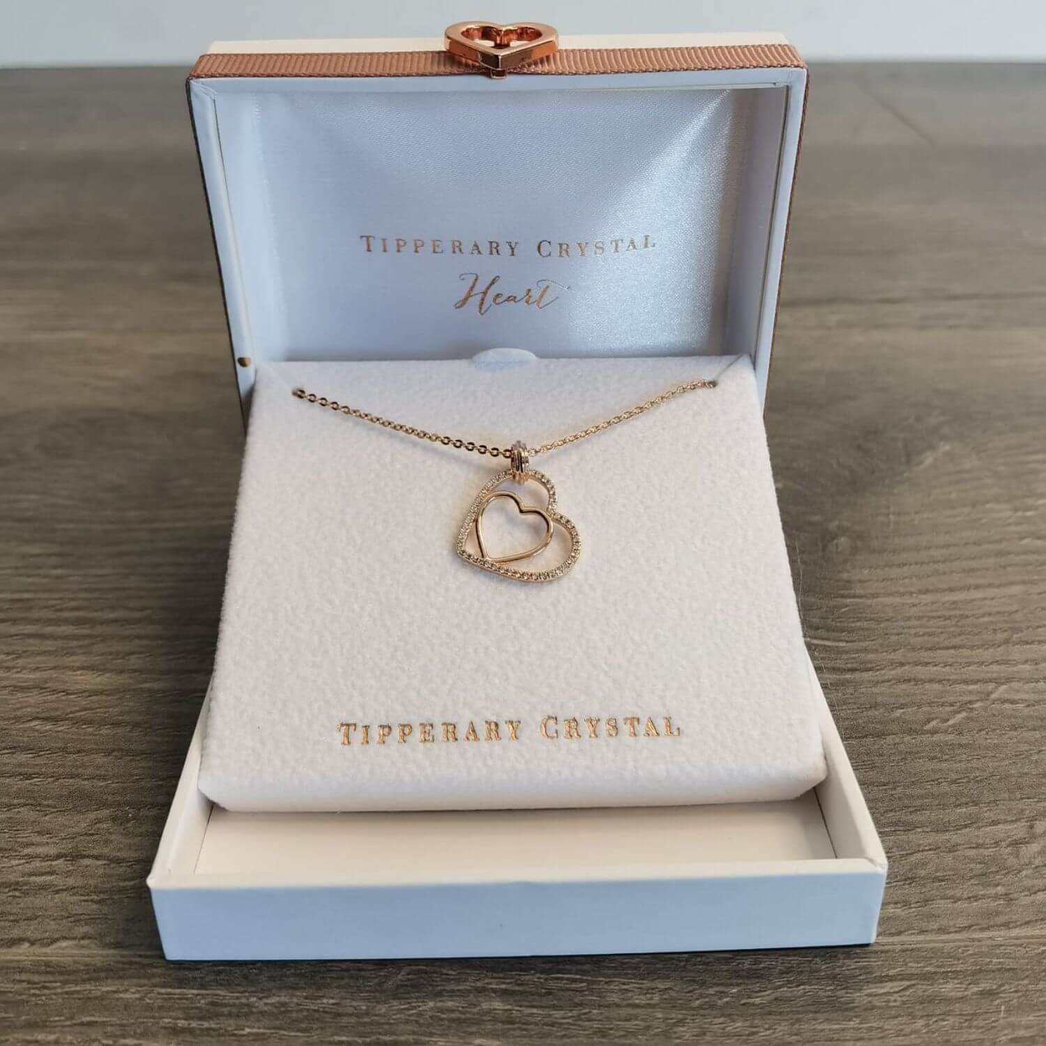 Tipperary Jewellery Floating Heart Pendant - Rose Gold 2 Shaws Department Stores