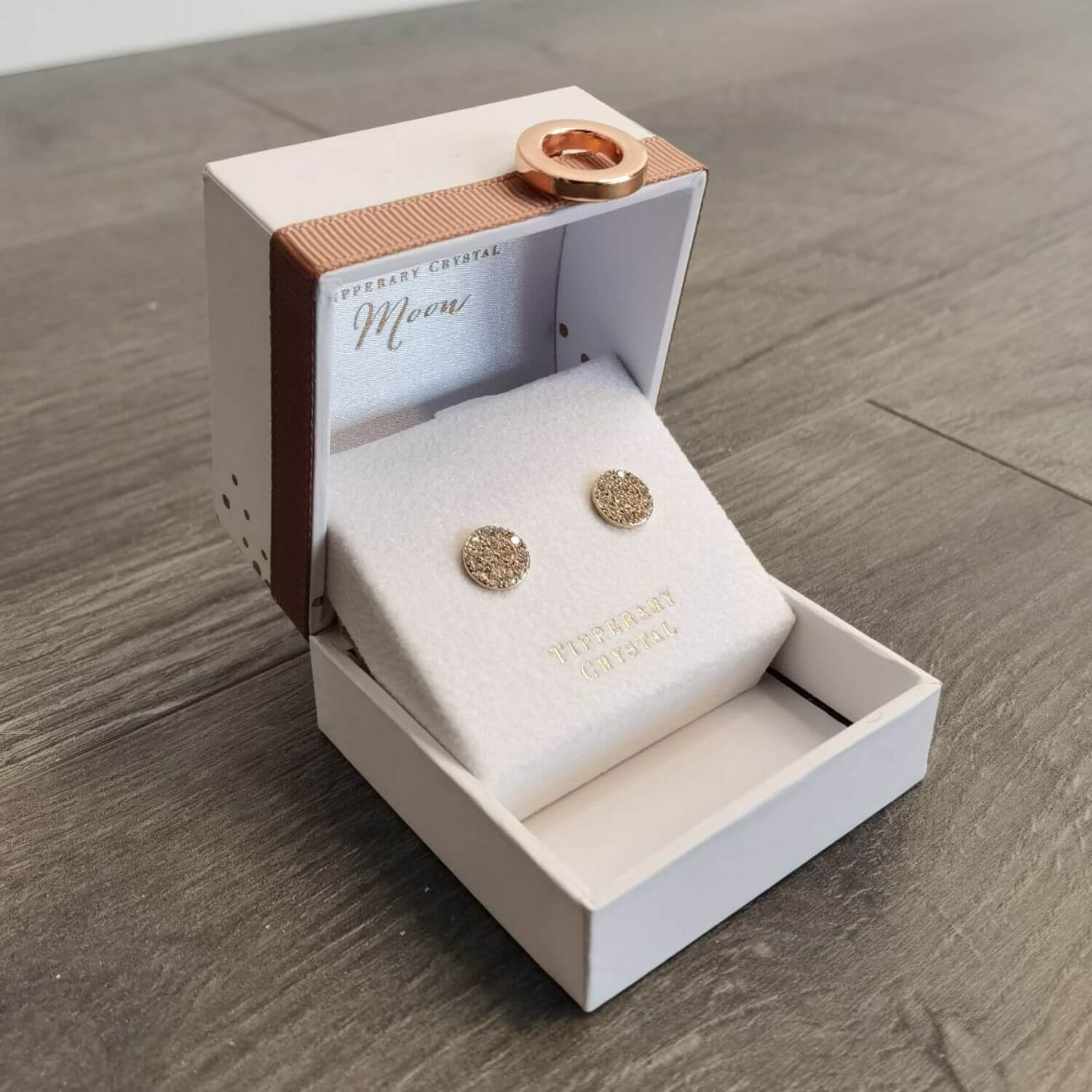Tipperary Jewellery Pavé Full Moon Earrings - Rose Gold 3 Shaws Department Stores
