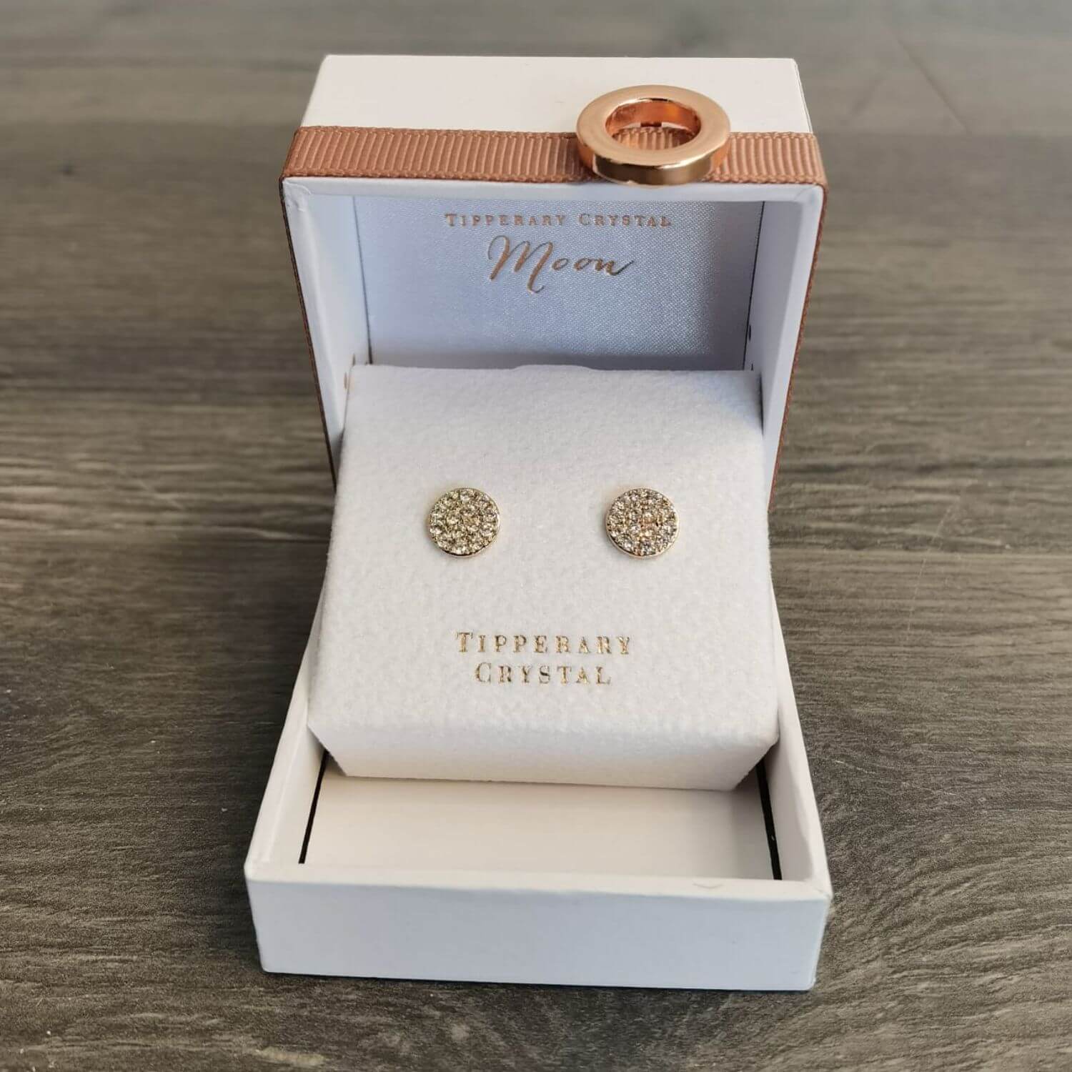 Tipperary Jewellery Pavé Full Moon Earrings - Rose Gold 2 Shaws Department Stores