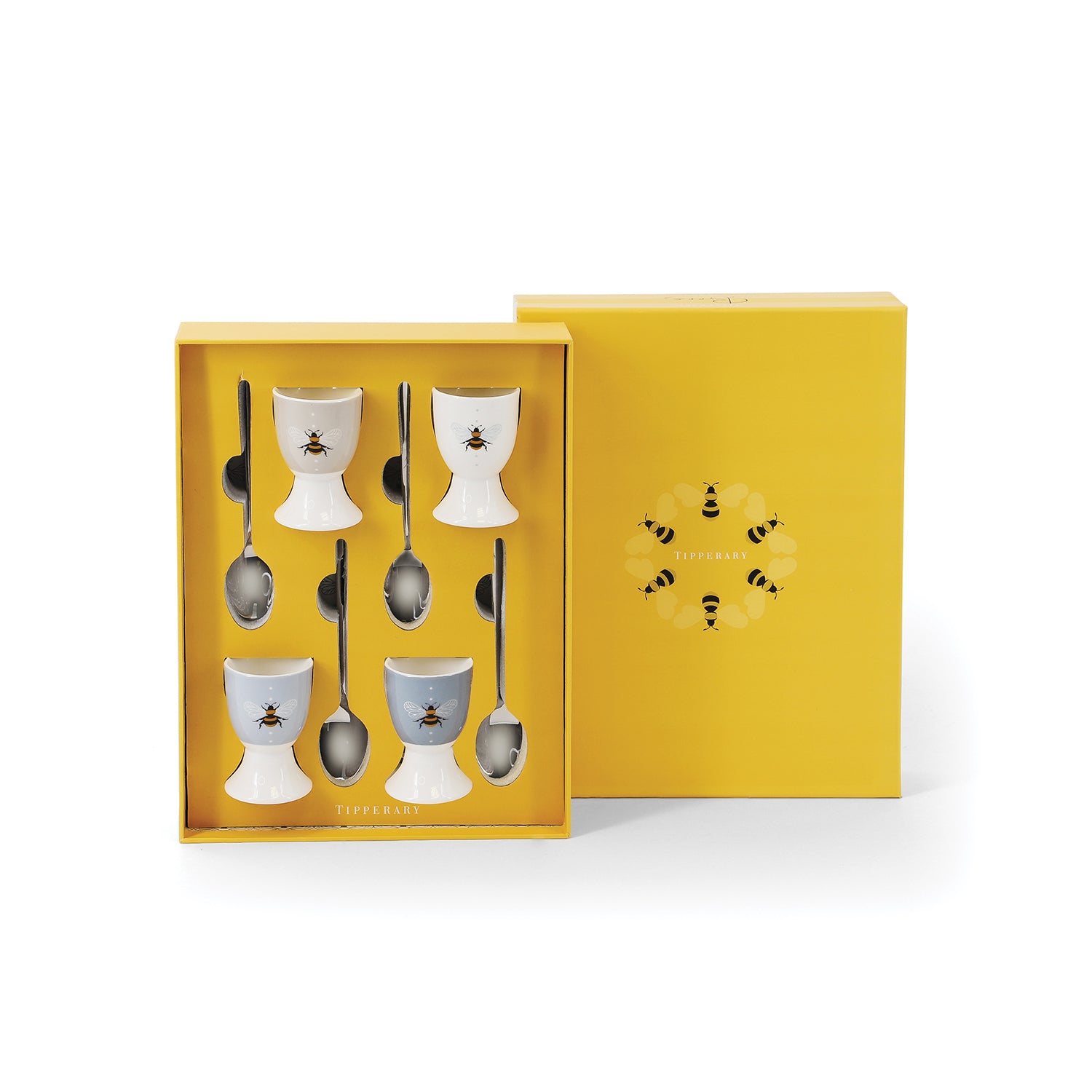 Tipperary Crystal Bumble Bee 4 Piece Egg Cup & Spoons Set 1 Shaws Department Stores