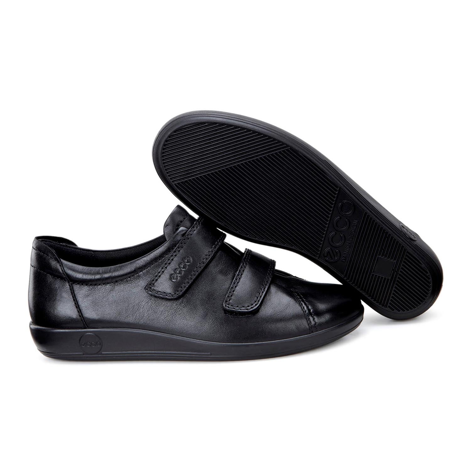 Ecco Soft 2 Ladies Velcro Strap Shoe - Black 2 Shaws Department Stores