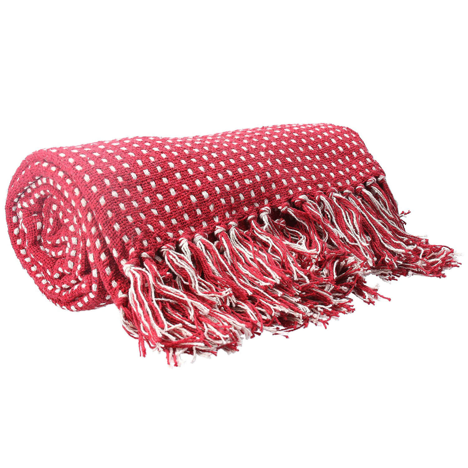 Gisella Graham Raspberry Woven Stab Stitch Cotton Throw 1 Shaws Department Stores
