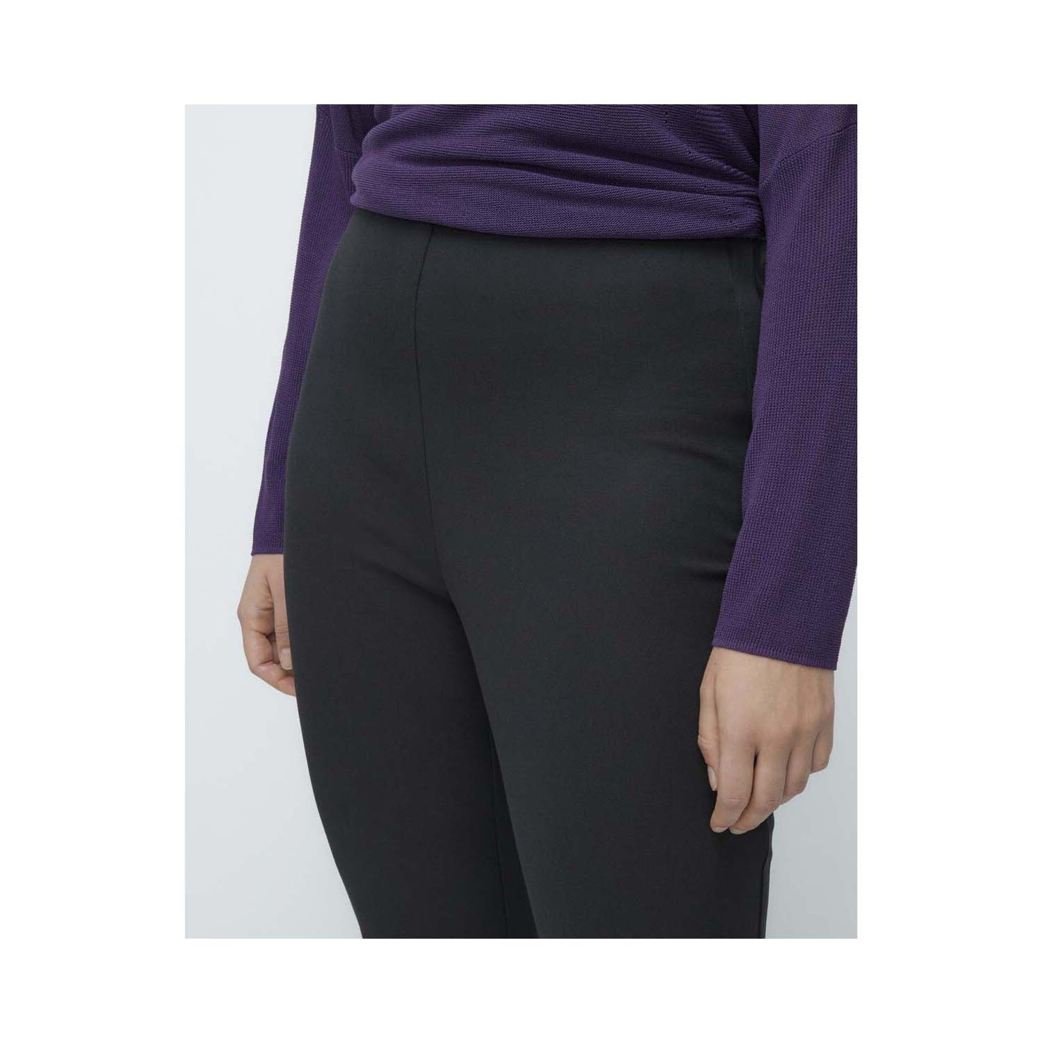 Couchel Slim Fit Plain-Coloured Trousers With Elastic Waistband - Black 3 Shaws Department Stores