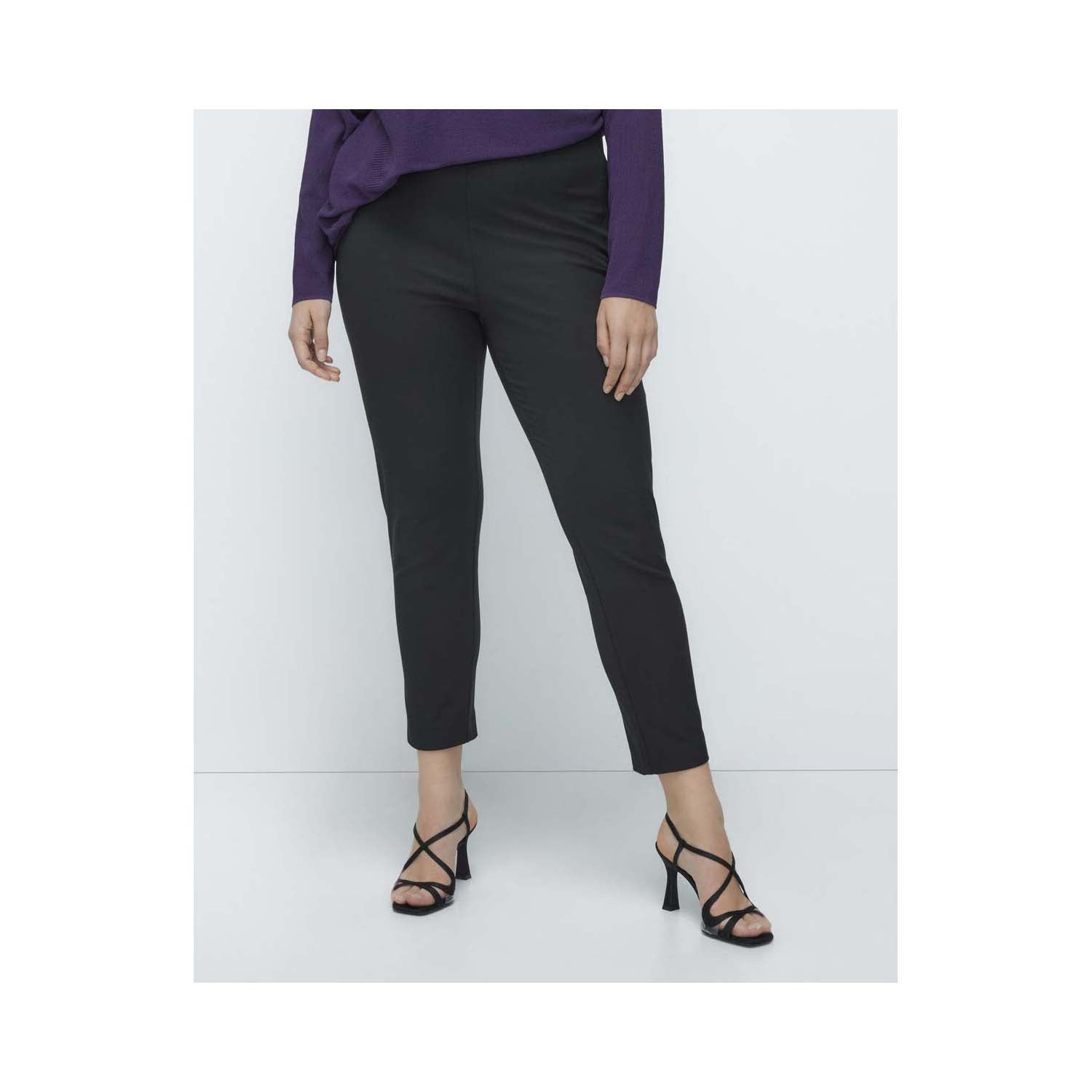 Couchel Slim Fit Plain-Coloured Trousers With Elastic Waistband - Black 1 Shaws Department Stores