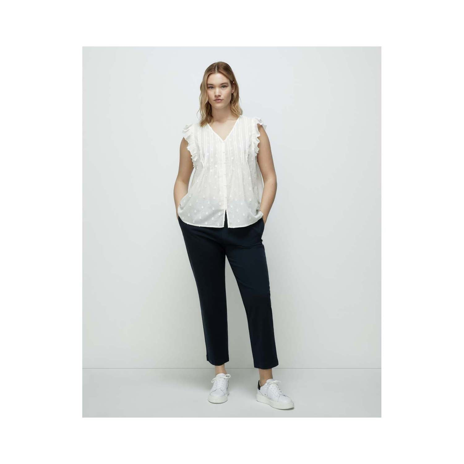 Couchel Plain-Coloured Straight Trousers - Blue 2 Shaws Department Stores
