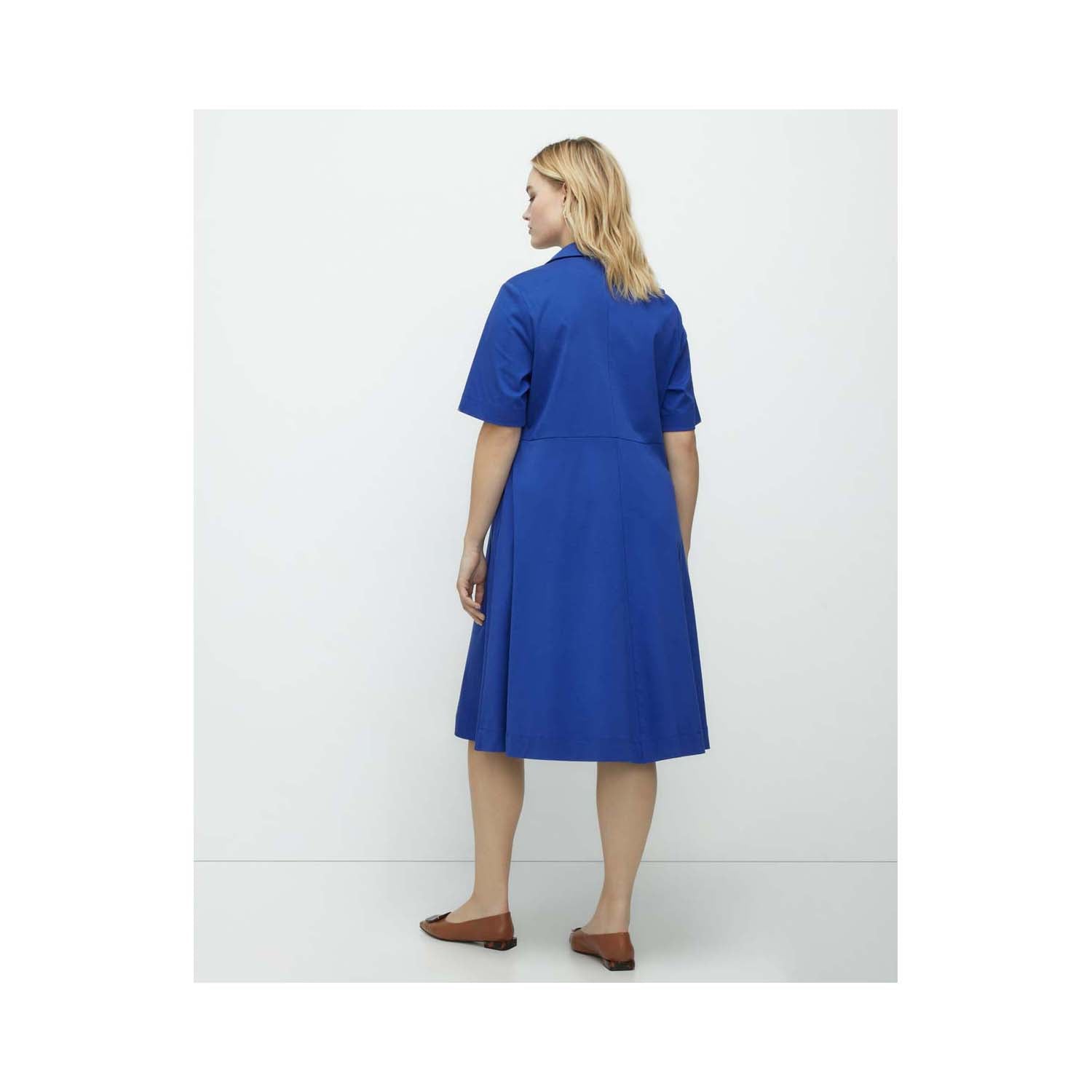 Couchel Short Plain-Coloured Mercerised Knit Dress - Blue 2 Shaws Department Stores