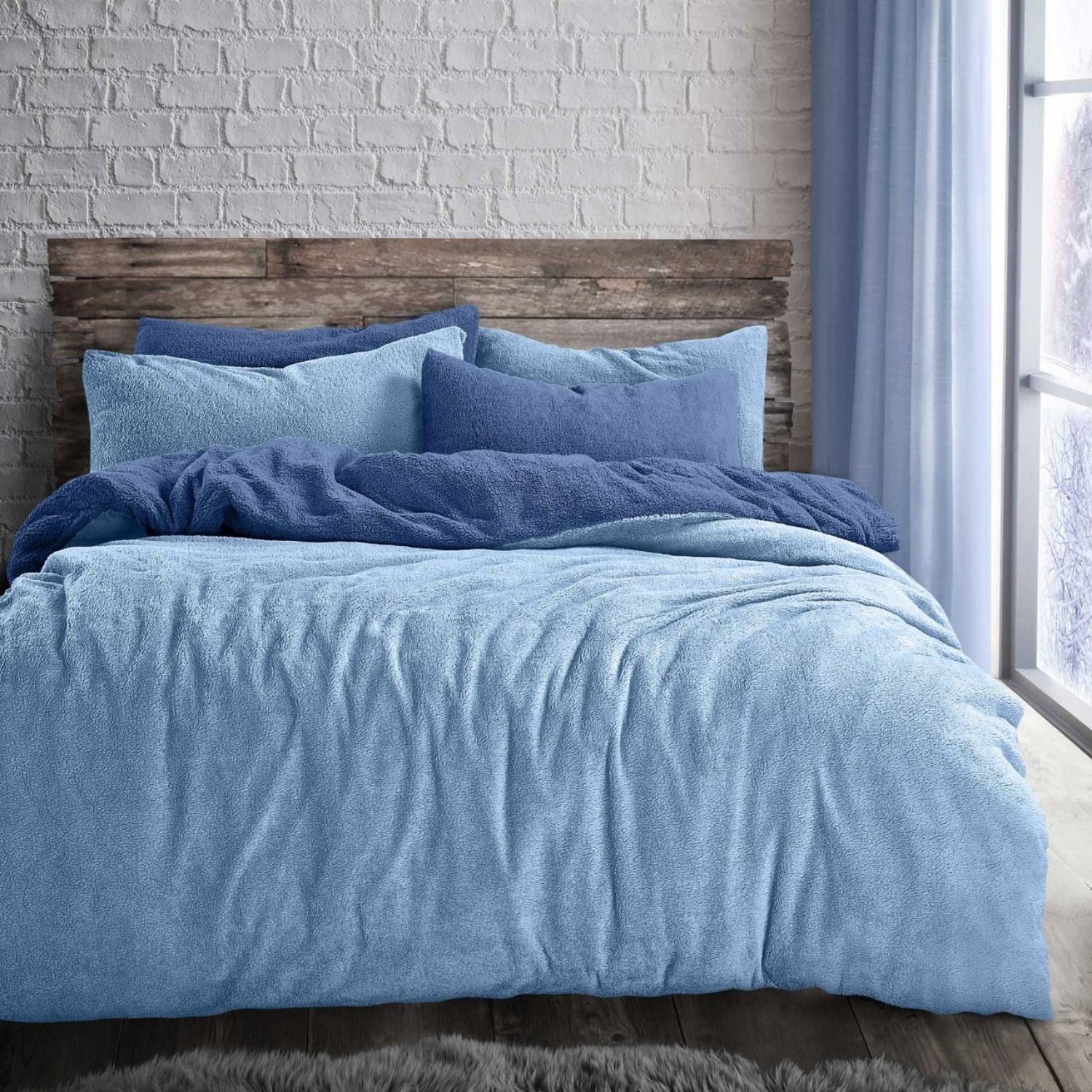 The Home Bedroom Teddy Duvet Set - Reversible Navy on Blue 2 Shaws Department Stores
