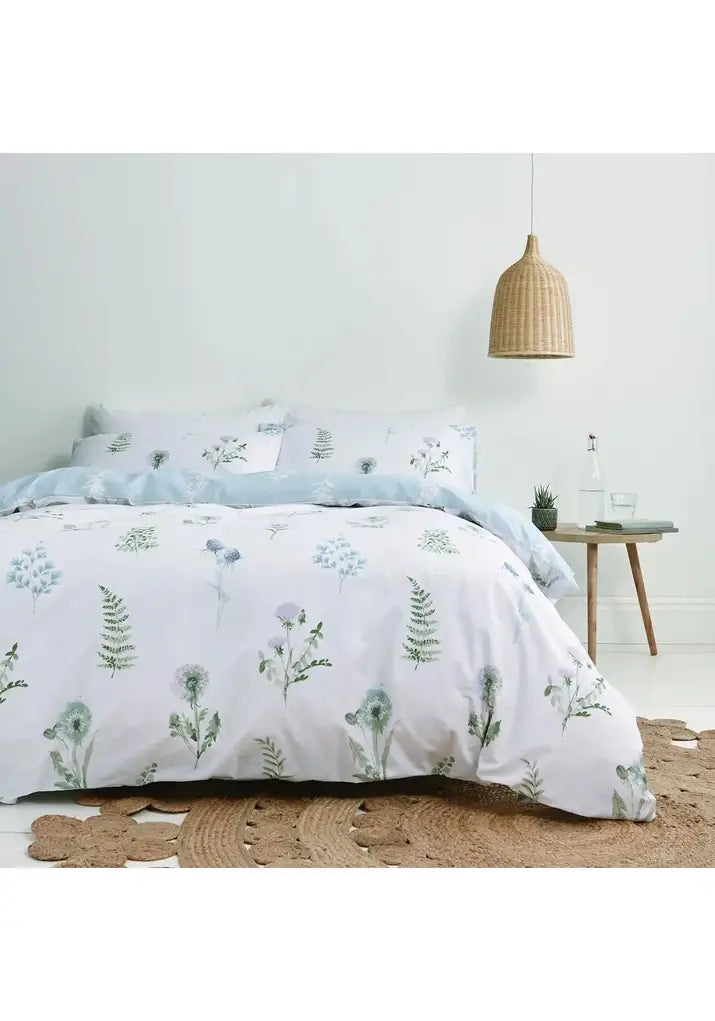 Bianca Meadow Flowers Egyptian Cotton Super King Duvet Cover Set with Pillowcases White 1 Shaws Department Stores