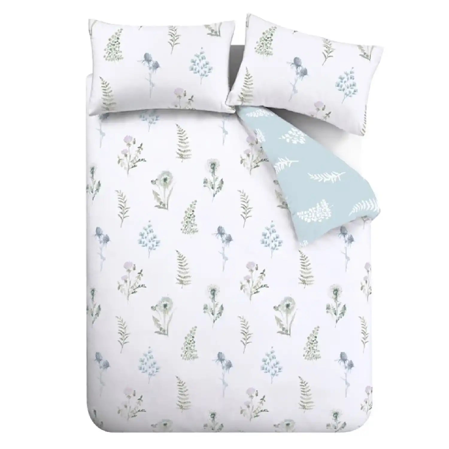 Bianca Meadow Flowers Egyptian Cotton Single Duvet Cover Set with Pillowcases White 5 Shaws Department Stores