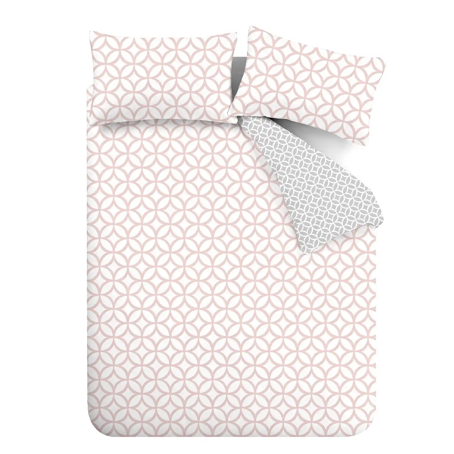Catherine Lansfield Geo Trellis Duvet Cover Set with Pillowcases - Pink 5 Shaws Department Stores