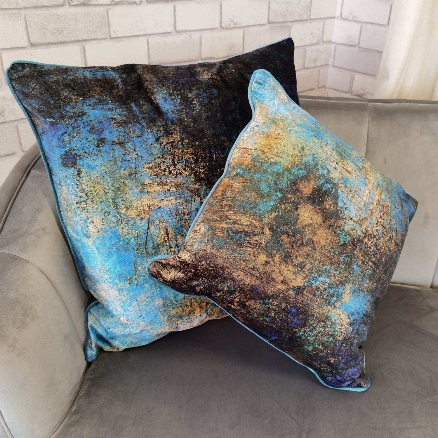 The Home Living Room Printed Piped Cushion - 18x18&