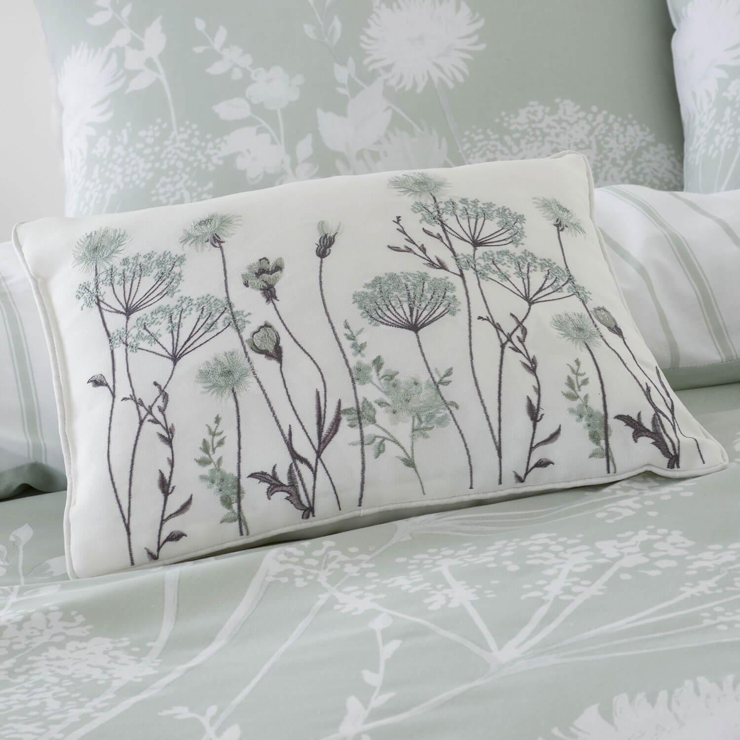 The Home Collection Meadowsweet Floral Duvet Cover Set - White/Green 3 Shaws Department Stores