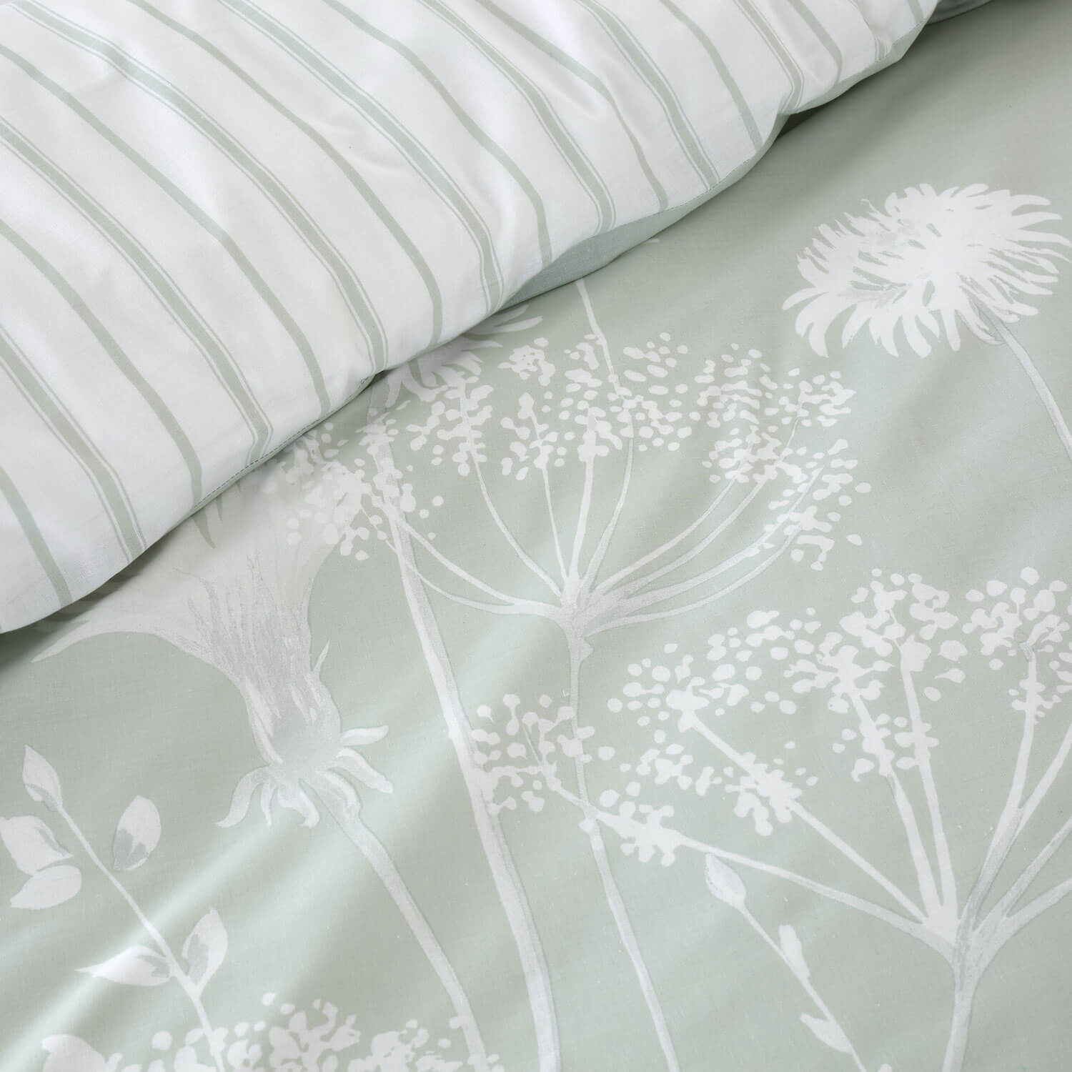 The Home Collection Meadowsweet Floral Duvet Cover Set - White/Green 2 Shaws Department Stores