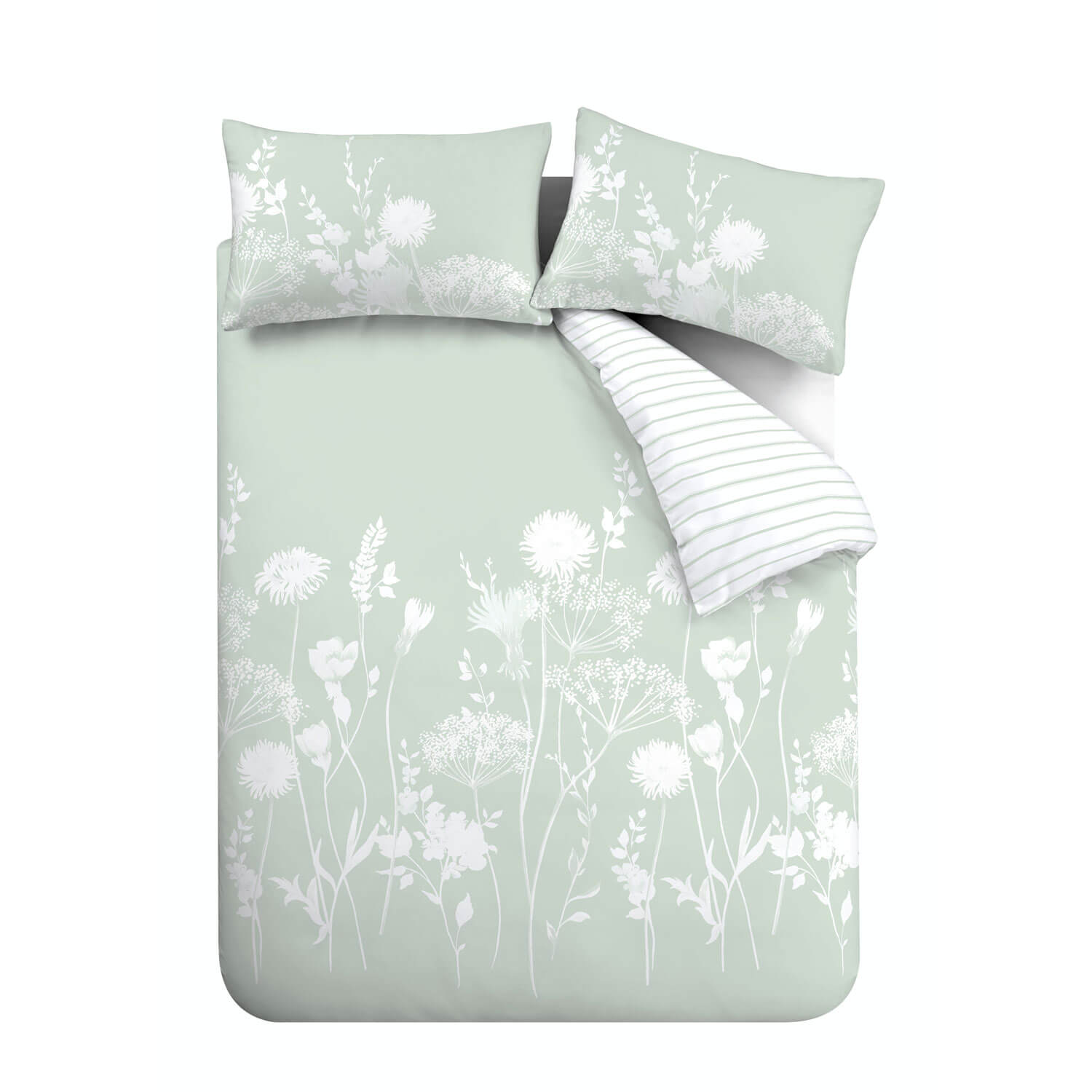 The Home Collection Meadowsweet Floral Duvet Cover Set - White/Green 1 Shaws Department Stores