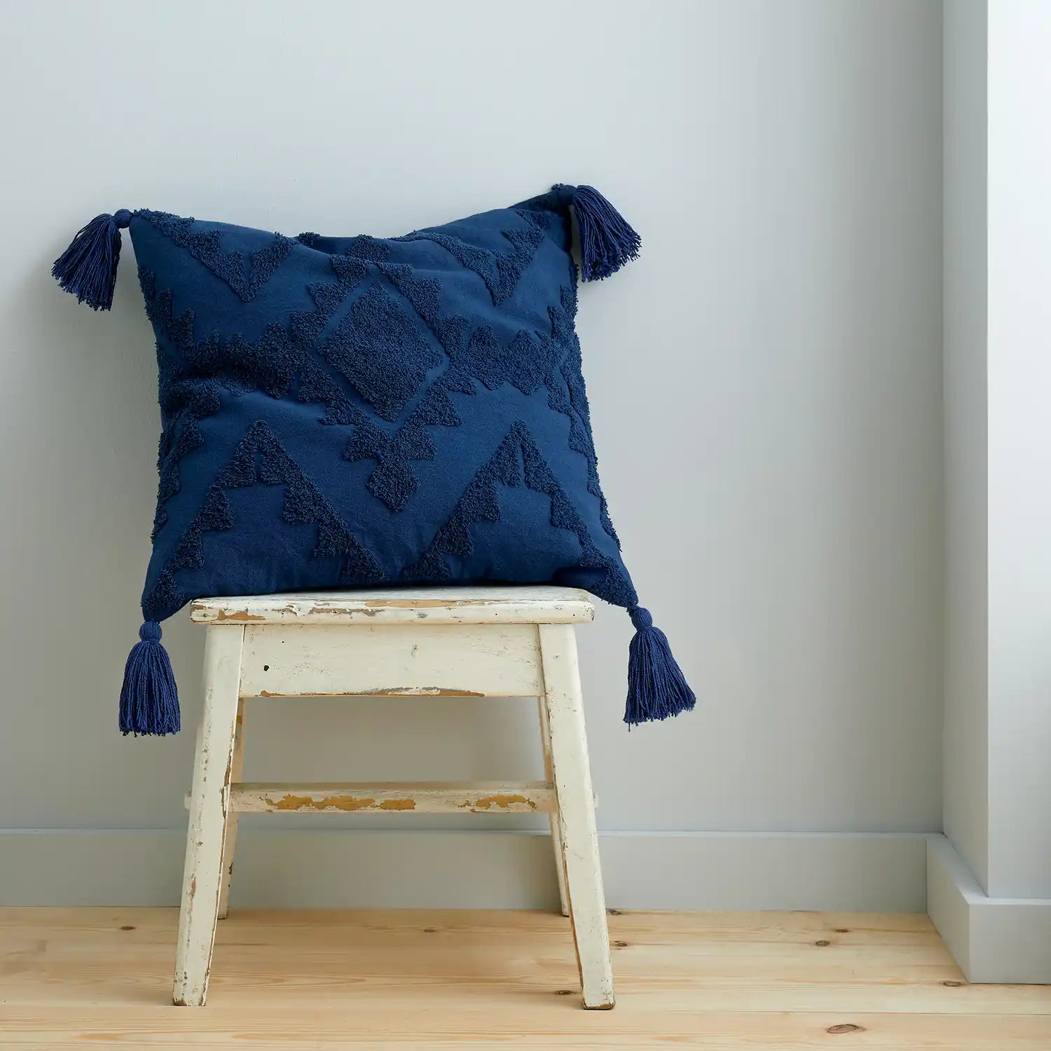 Pineapple Elephant Imani Tufted 45x45cm Cushion Navy 1 Shaws Department Stores