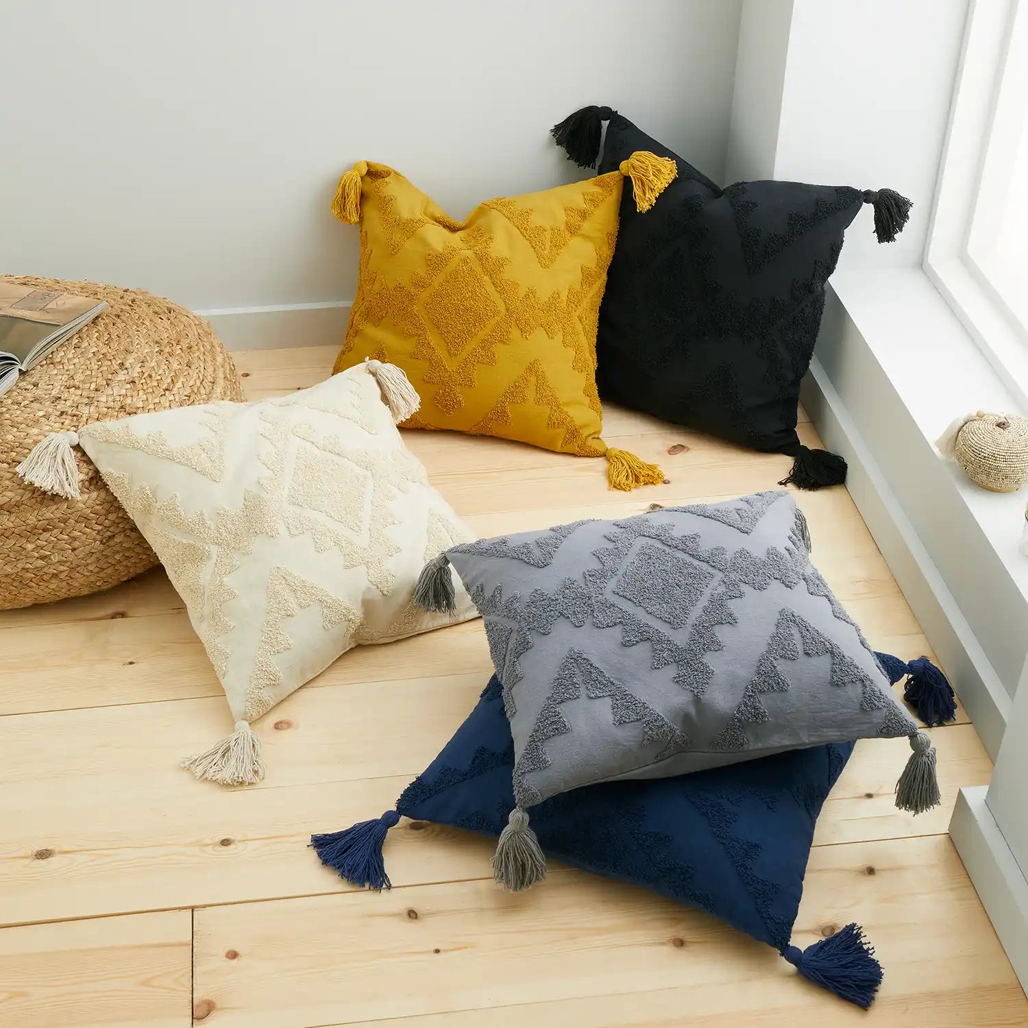 Pineapple Elephant Imani Tufted 45x45cm Cushion Navy 4 Shaws Department Stores